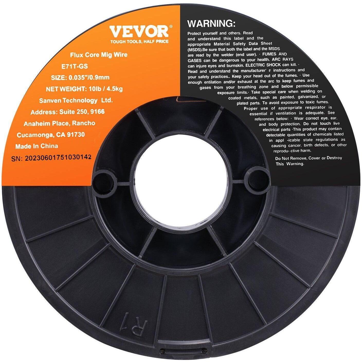 VEVOR Flux Core MIG Welding Wire E71T-GS 0.035" 10LB Gasless Mild Steel MIG Wire