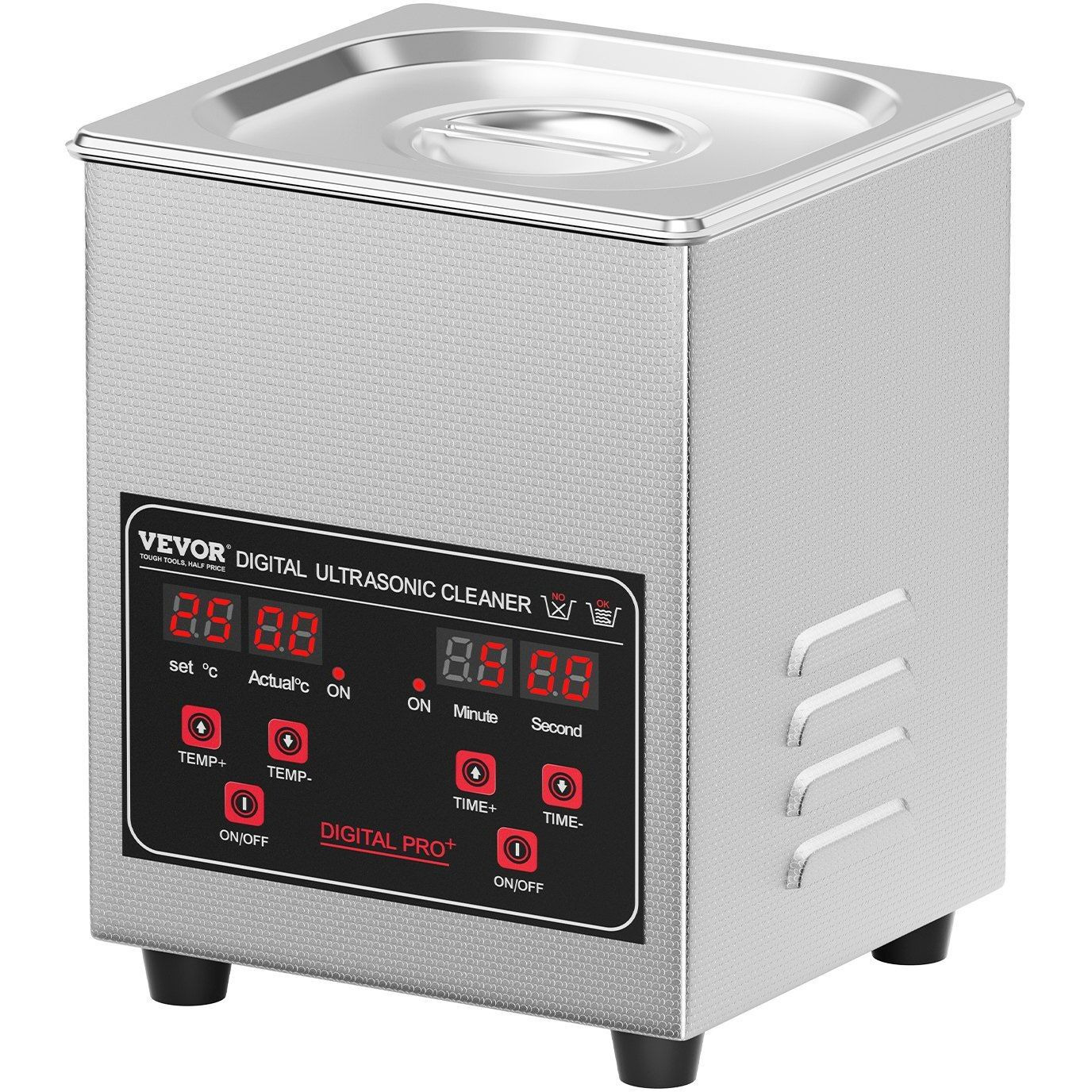 VEVOR Professional Jewelry Cleaning Machine, 1.3L Jewelry Cleaner Ultrasonic Machine with Basket and Heater & Timer, Digital Ultrasonic Cleaner for Cleaning Denture Dental Oral Irrigator Parts