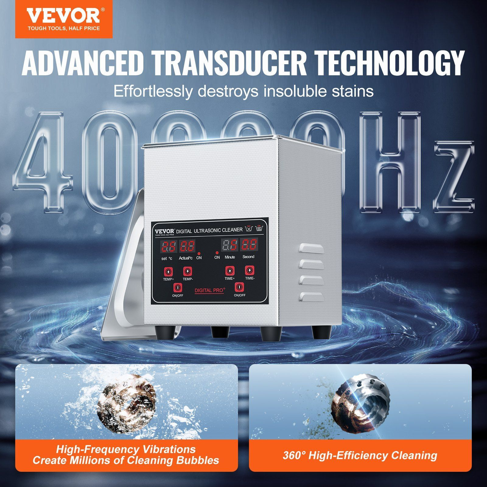 VEVOR Professional Jewelry Cleaning Machine, 1.3L Jewelry Cleaner Ultrasonic Machine with Basket and Heater & Timer, Digital Ultrasonic Cleaner for Cleaning Denture Dental Oral Irrigator Parts