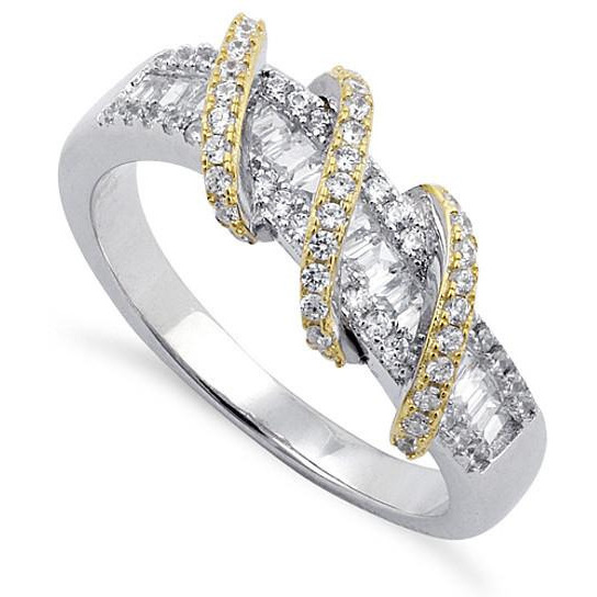 Prosper Platinum Ring With Golden Loops(D0102HEYXXW.)