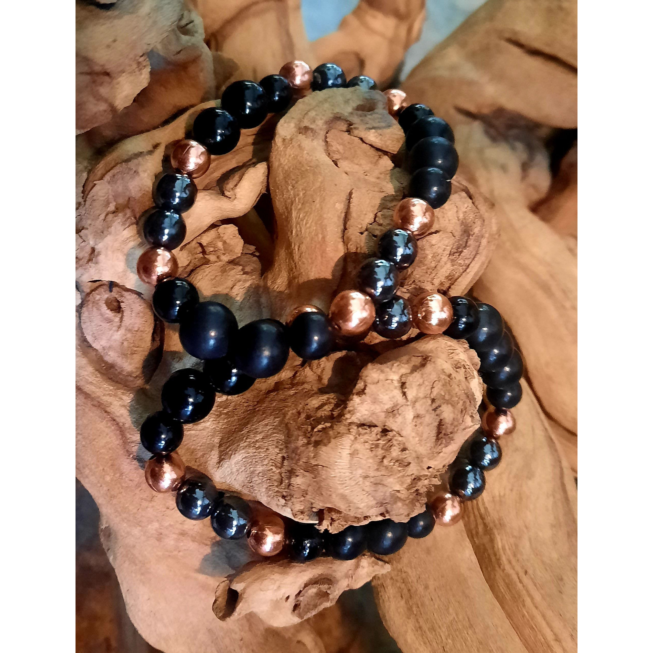 Power Bracelets for EMF 5g Protection Hematite Shungite copper Tourmaline - chakra calming Bracelets(D0102HXUPgP)