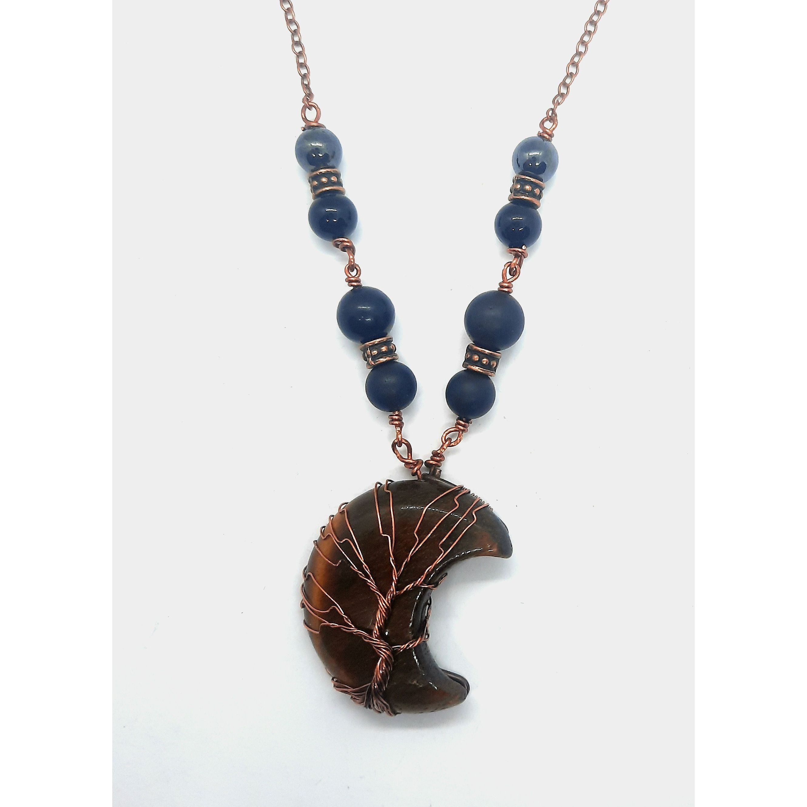 EMF 5g Shielding Neckalcce crescent Moon Tigers Eye Shungite Hematite Black Tourmaline (D0102HXUEKT)