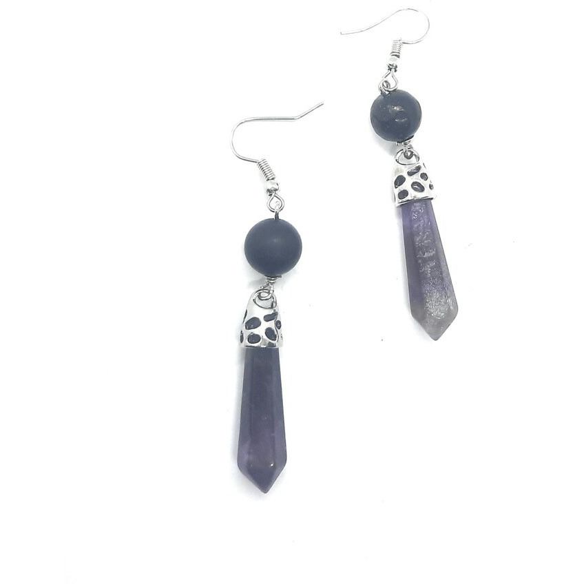 EMF 5g Shielding Amethyst Shungite Earrings(D0102HXUEFP)