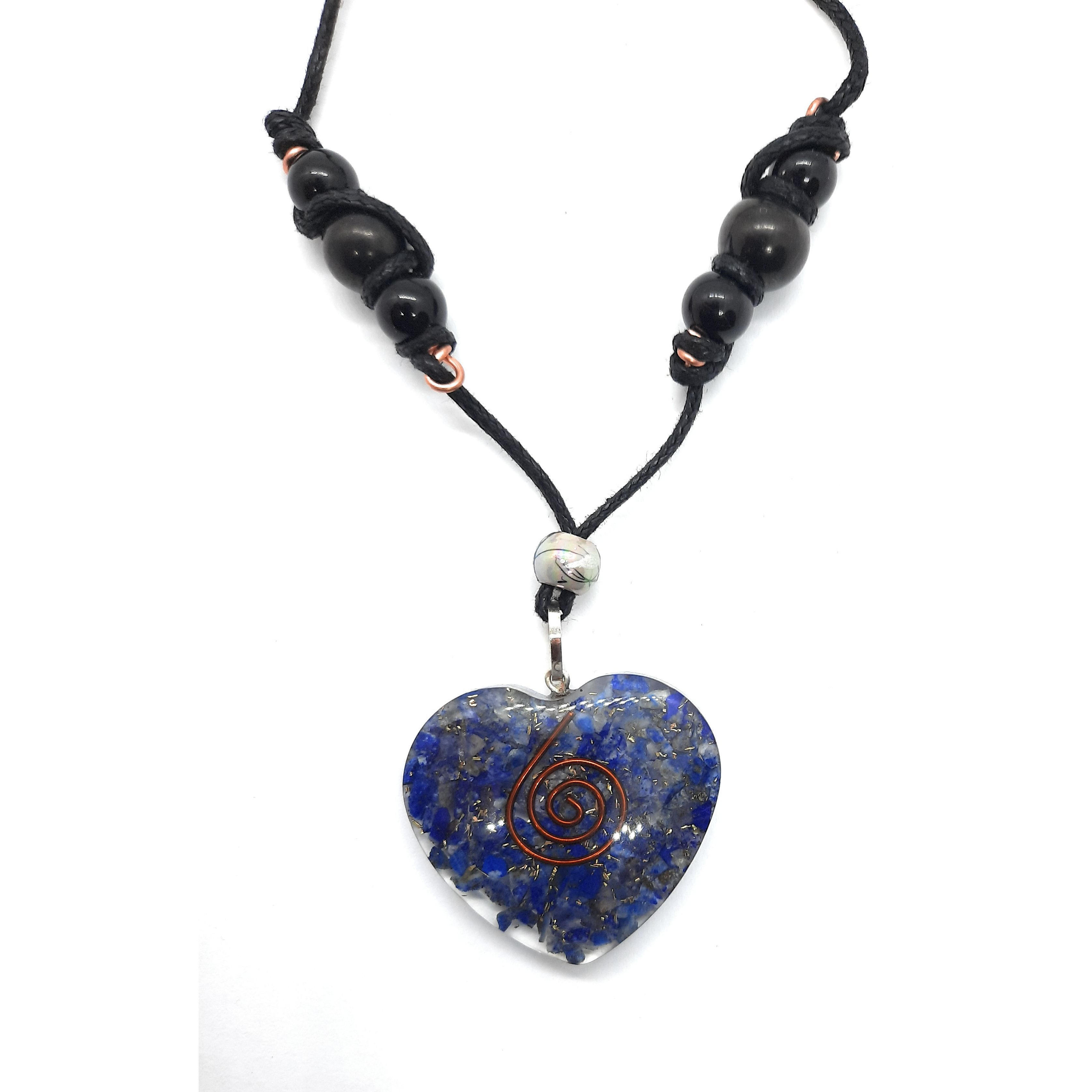 EMF 5g Shielding Orgone Heart calming Necklace with Shungite & Black Tourmaline(D0102HXUE6P)