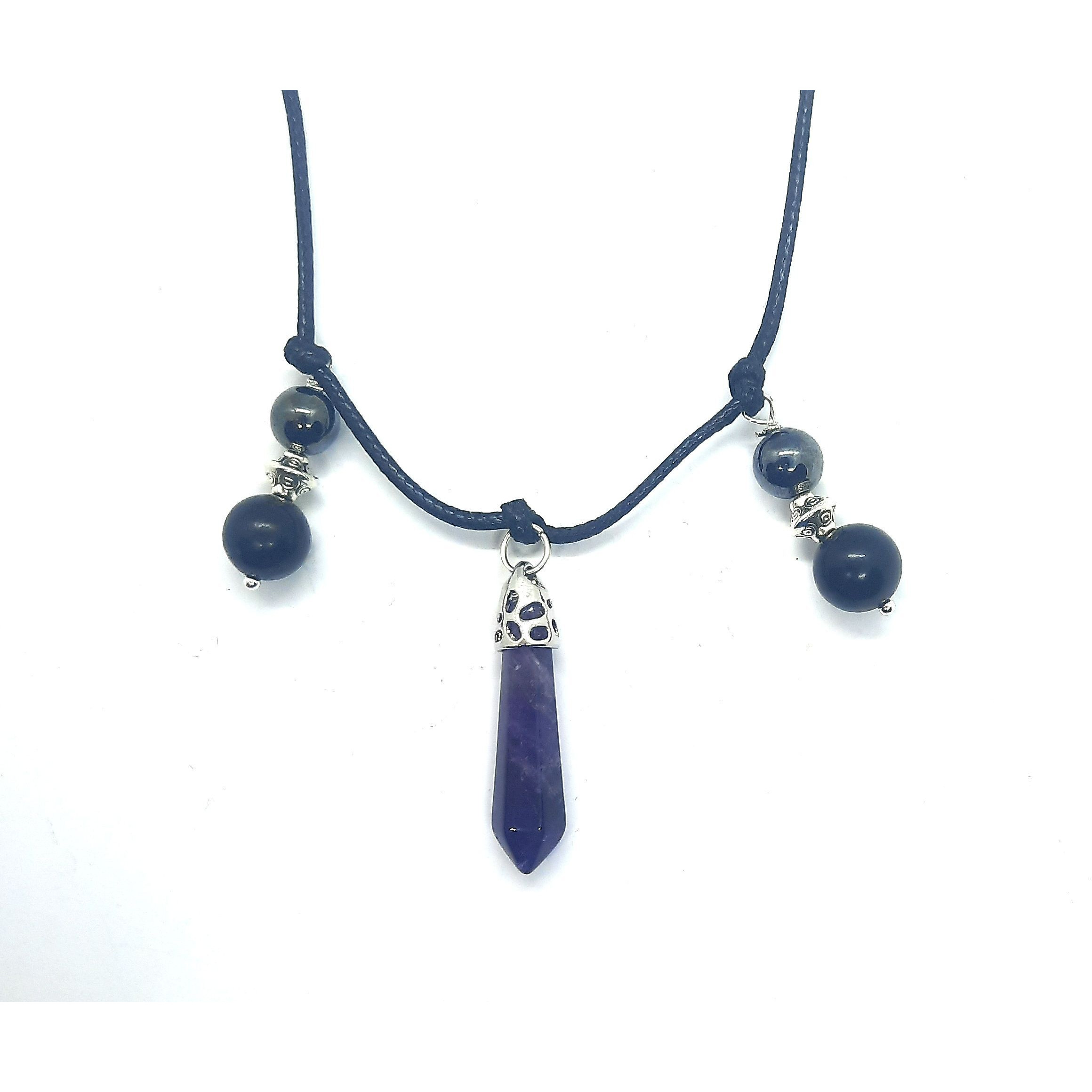 EMF Protection Necklace - Amethyst Shungite & Hematite chakra Healing crystals(D0102HXUET8)