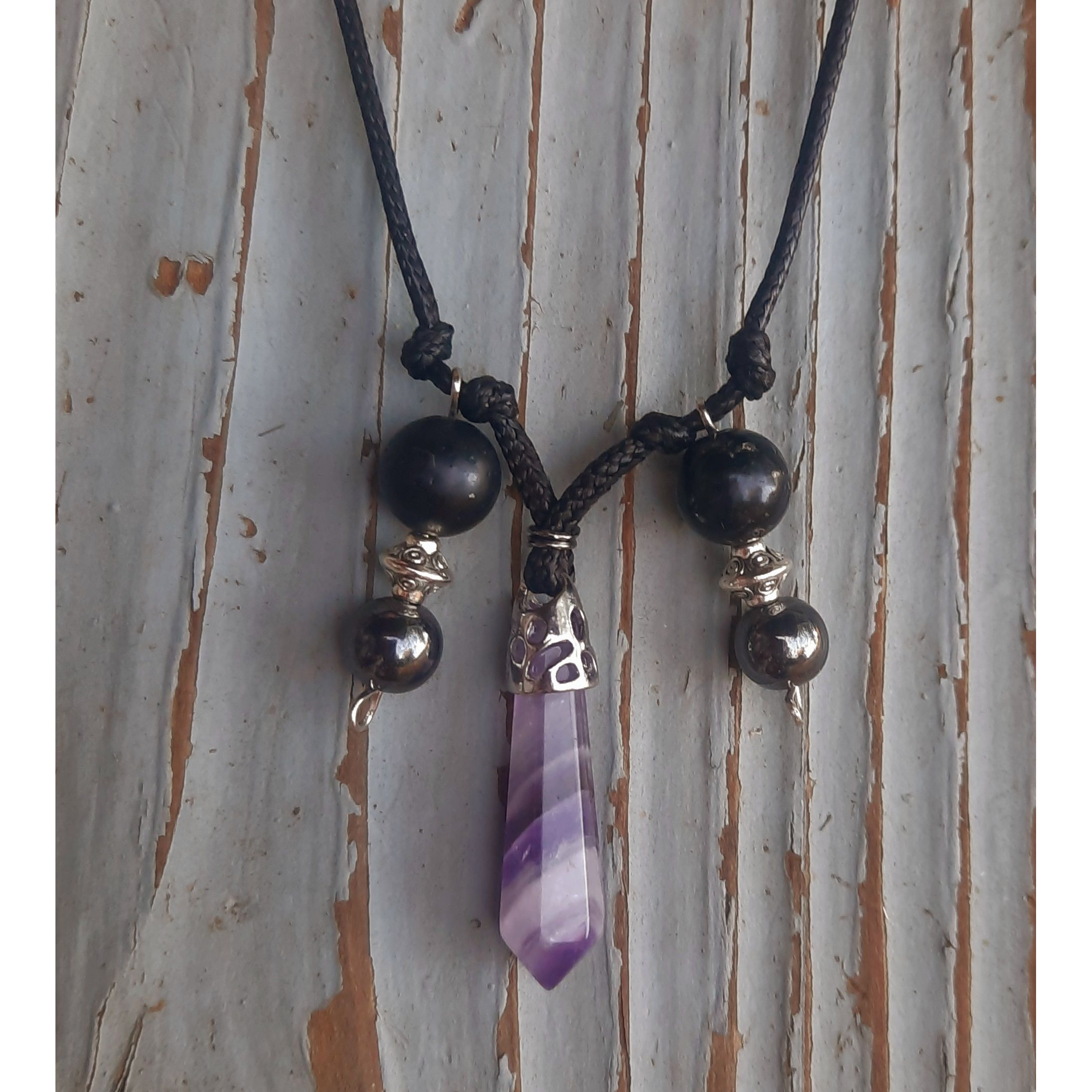 EMF Protection Necklace - Amethyst Shungite & Hematite chakra Healing crystals(D0102HXUET8)