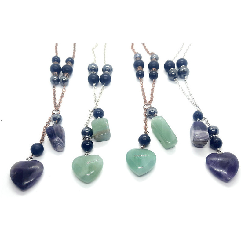 crystal Heart Dangle Necklace EMF 5g Protection chakra Healing(D0102H7LTD2)