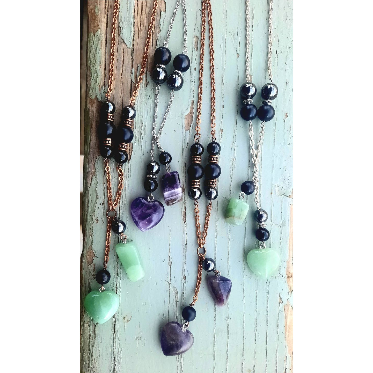 crystal Heart Dangle Necklace EMF 5g Protection chakra Healing(D0102H7LTD2)
