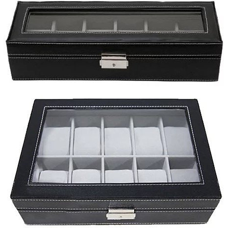 WATcH VALET glass Top Watch Boxes For collection Of 6 or 10 Watches(D0102HE6NWU)