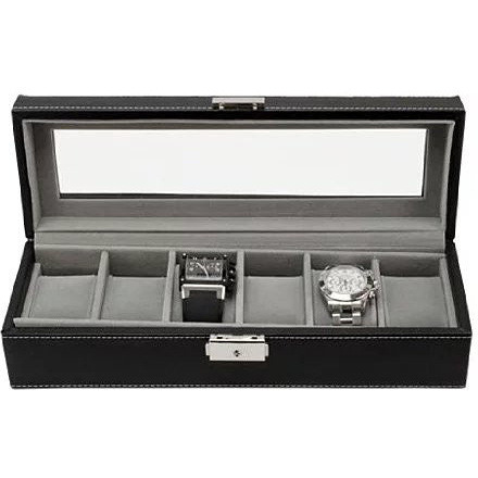WATcH VALET glass Top Watch Boxes For collection Of 6 or 10 Watches(D0102HE6NWU)