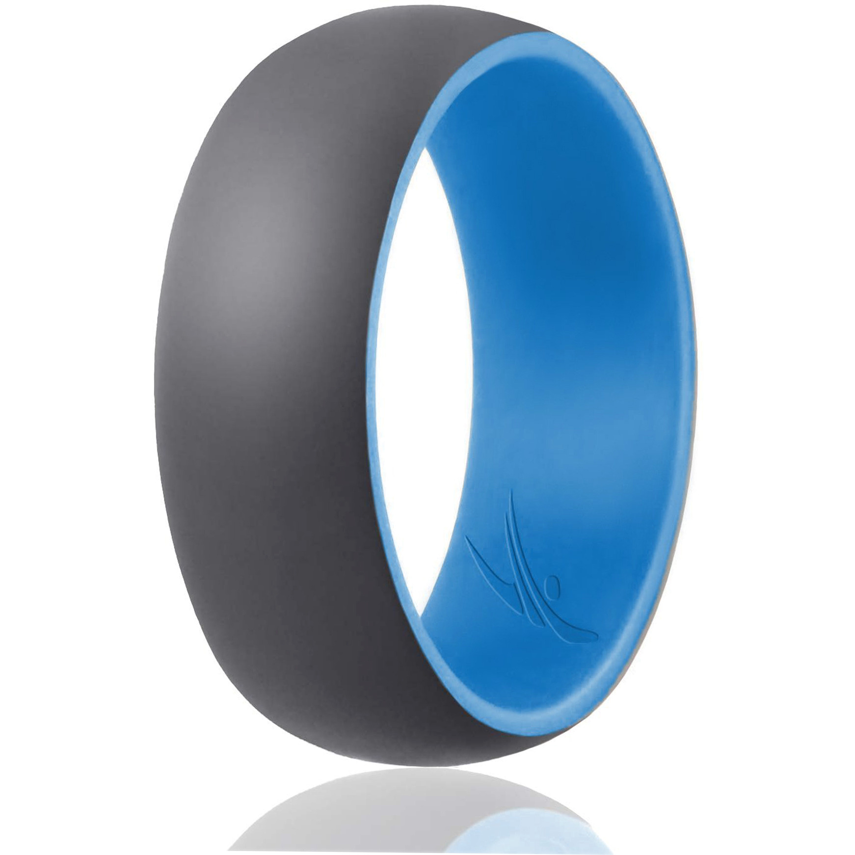 Silicone Wedding Ring - Duo Collection Dome Style - Light Blue-Grey by ROQ for Men - 16 mm Ring