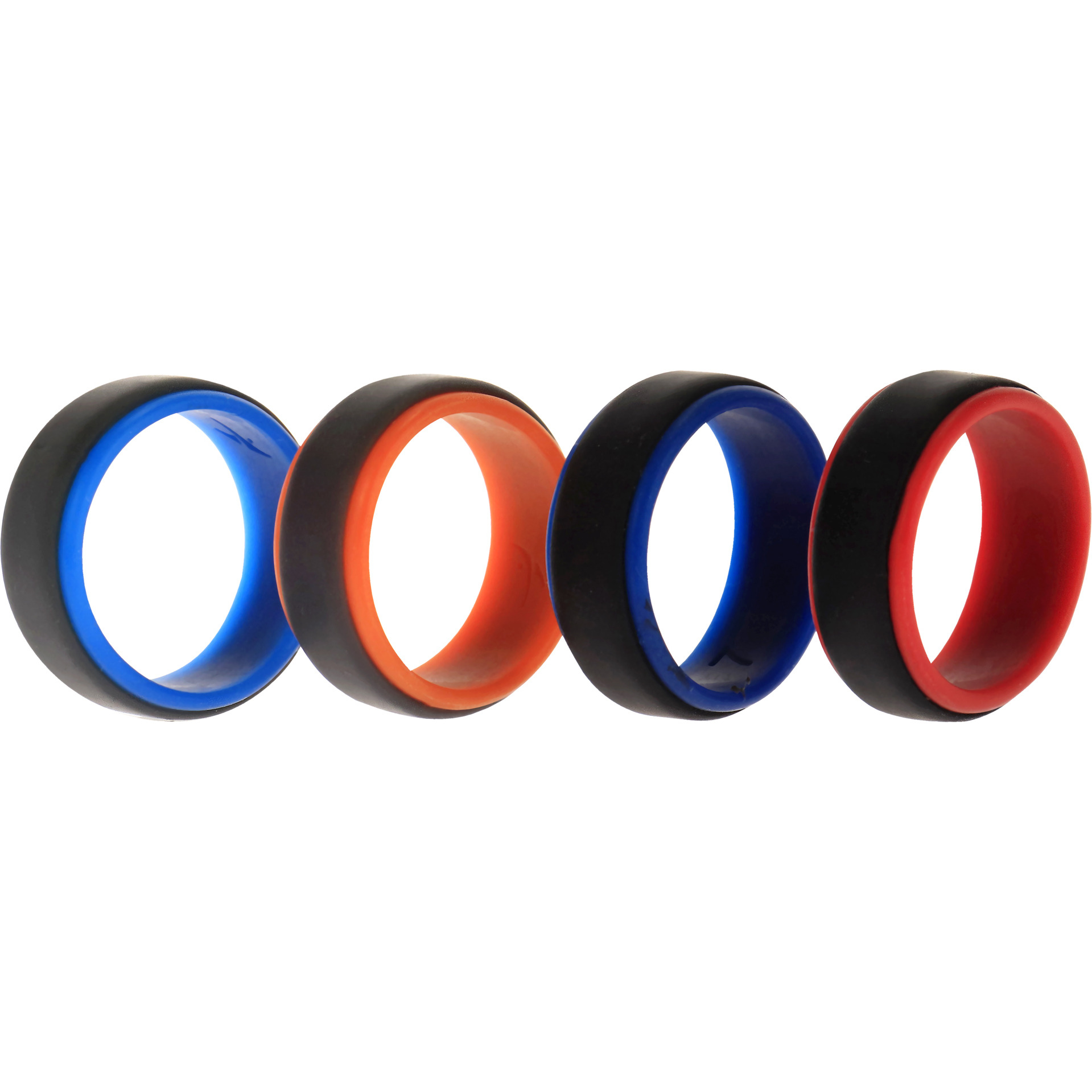 Silicone Wedding 2Layer Step Ring Set - Grey Black by ROQ for Men - 4 x 7 mm Ring
