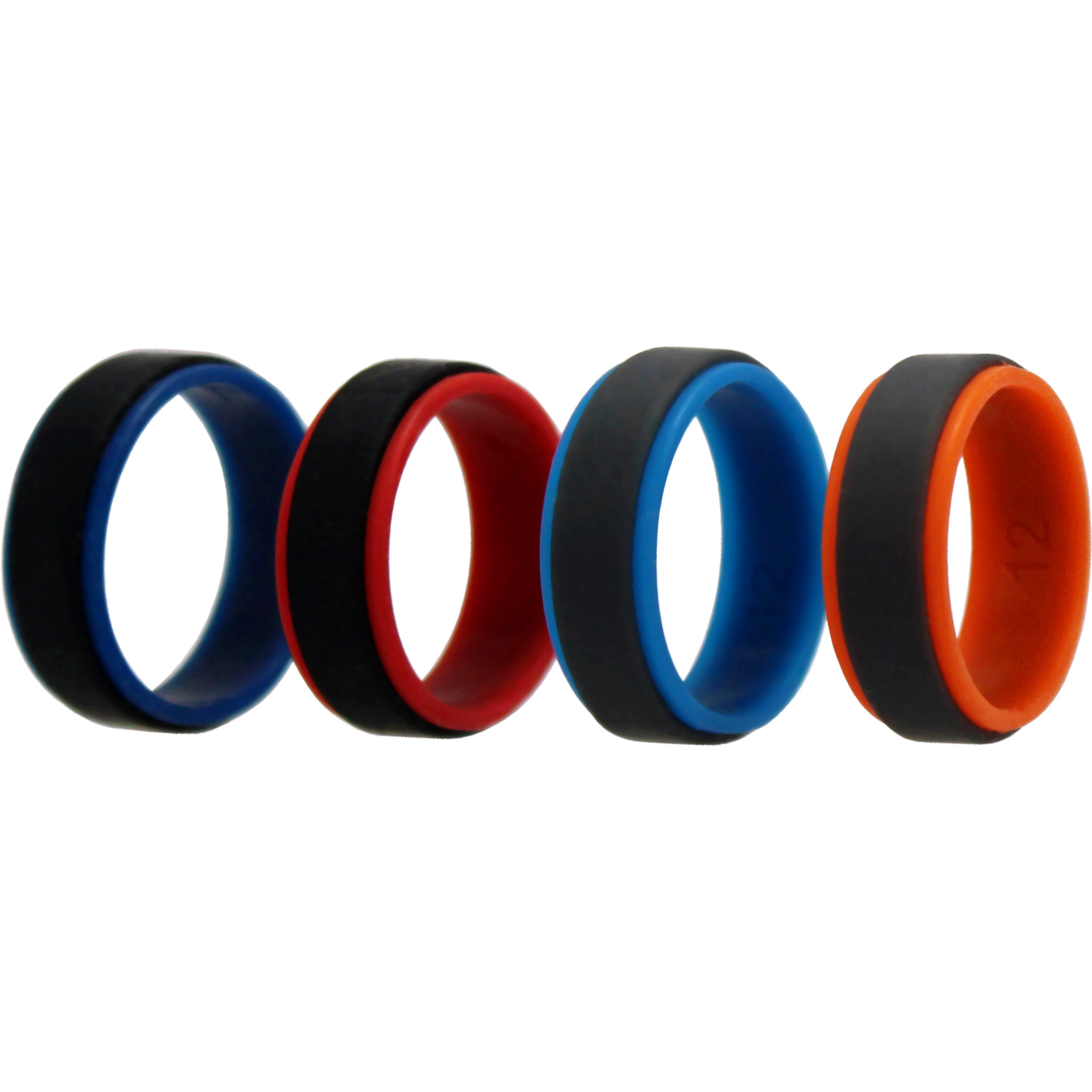 Silicone Wedding 2Layer Step Ring Set - Grey Black by ROQ for Men - 4 x 12 mm Ring