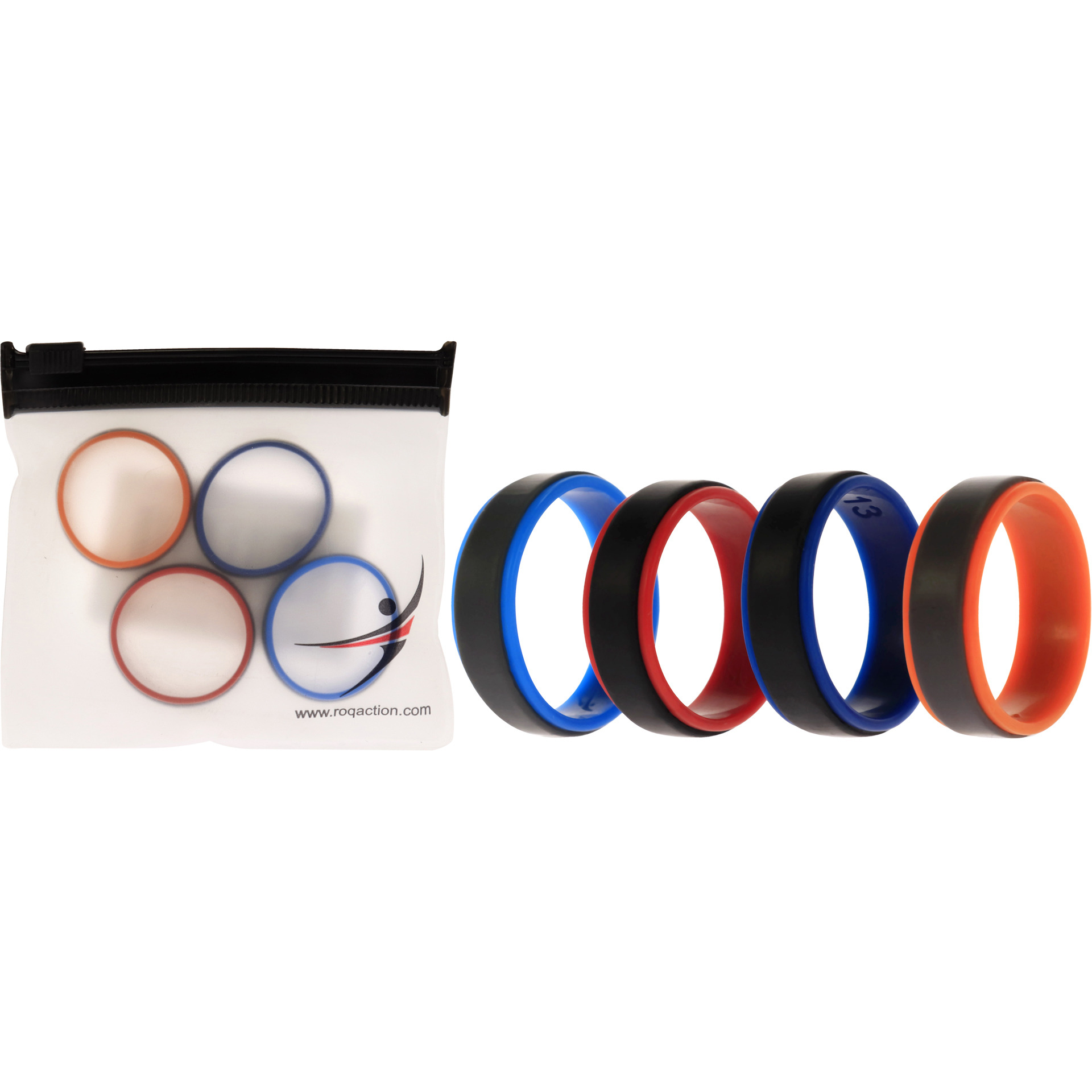 Silicone Wedding 2Layer Step Ring Set - Grey Black by ROQ for Men - 4 x 13 mm Ring