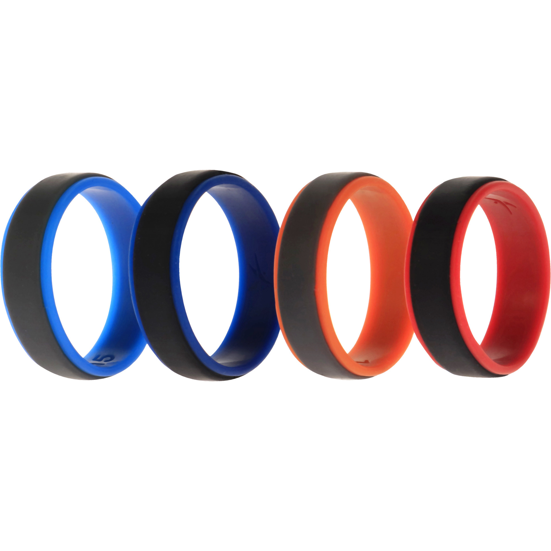 Silicone Wedding 2Layer Step Ring Set - Grey Black by ROQ for Men - 4 x 15 mm Ring
