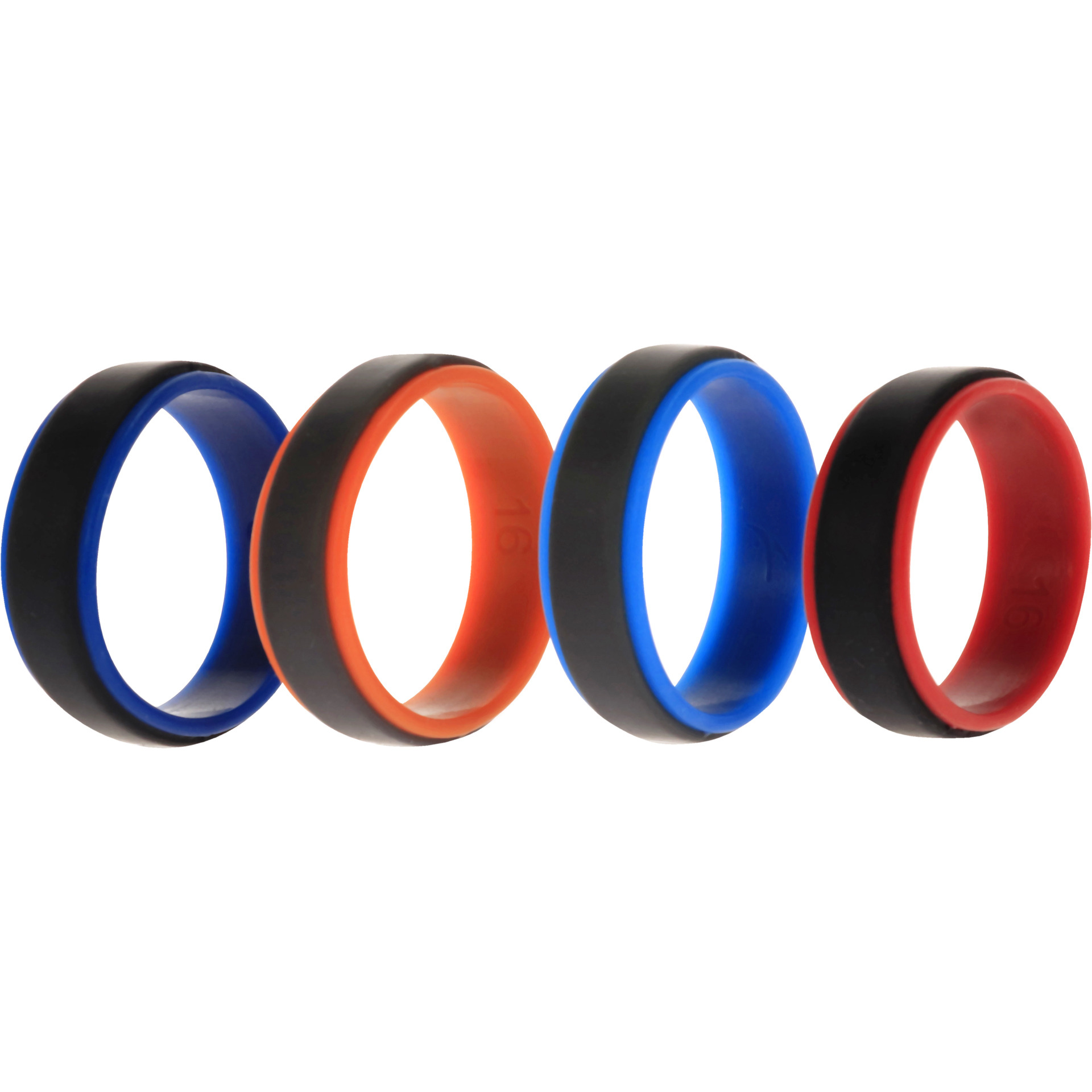 Silicone Wedding 2Layer Step Ring Set - Grey Black by ROQ for Men - 4 x 16 mm Ring