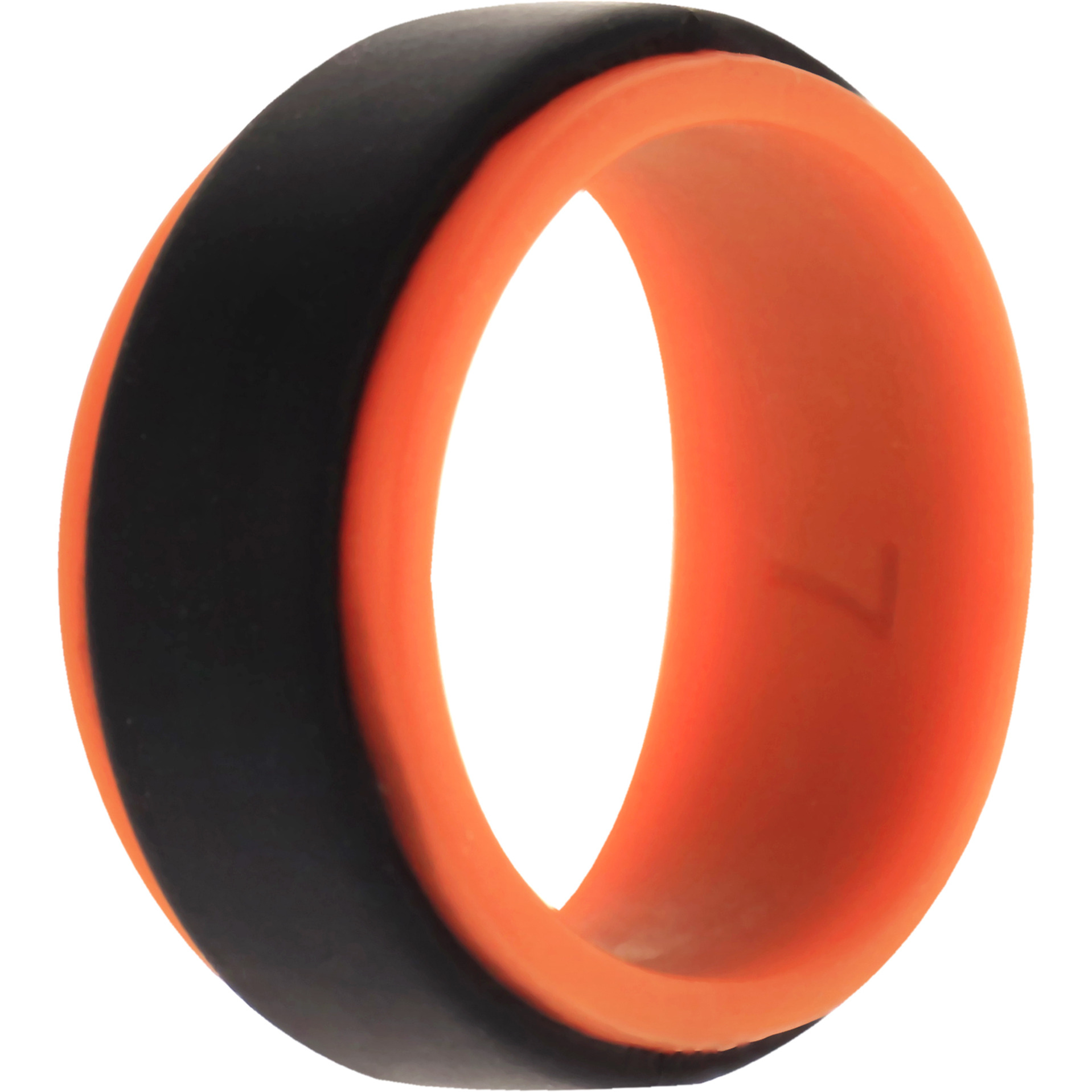 Silicone Wedding Step Ring - Orange-Black by ROQ for Men - 7 mm Ring
