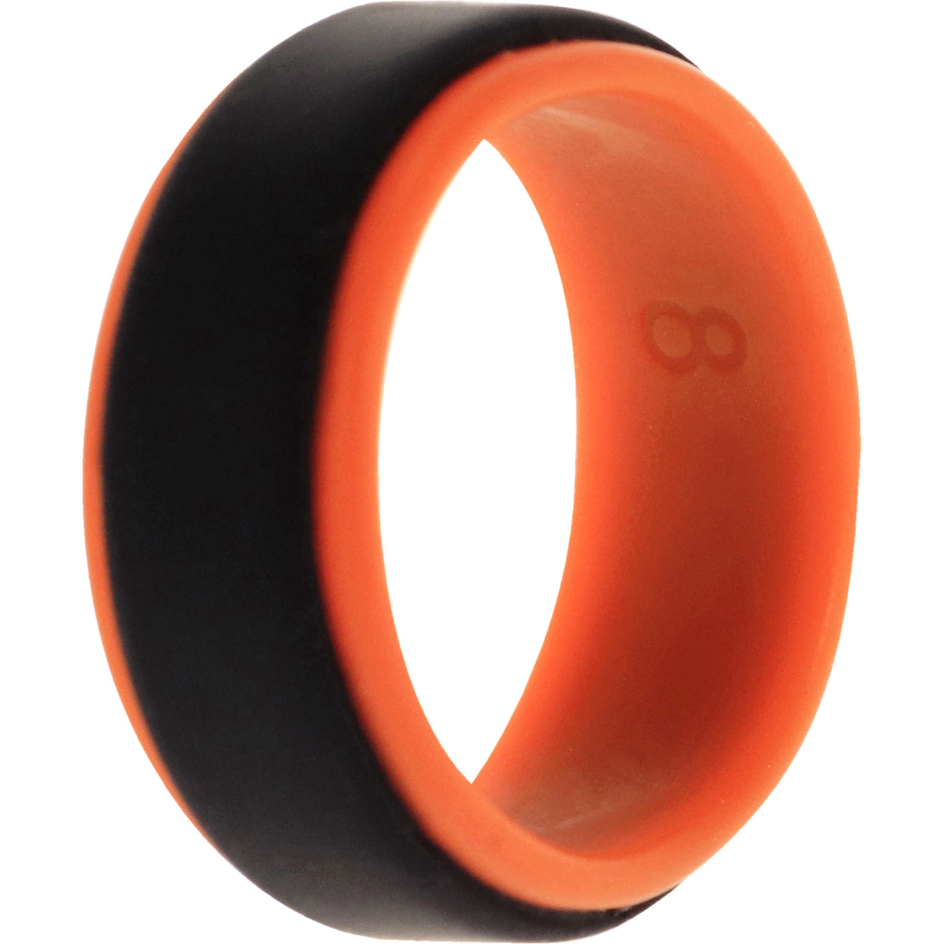 Silicone Wedding Step Ring - Orange-Black by ROQ for Men - 8 mm Ring