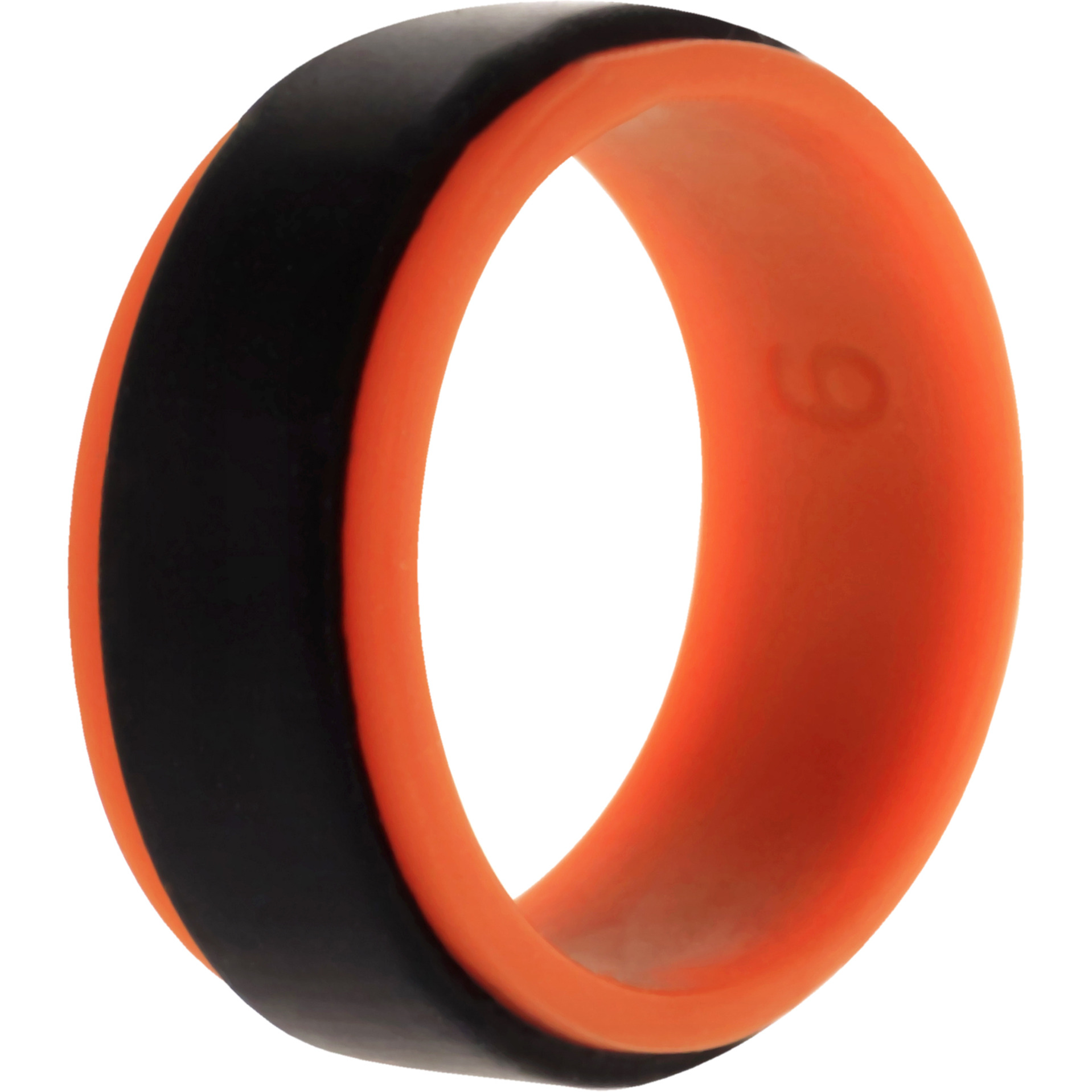 Silicone Wedding Step Ring - Orange-Black by ROQ for Men - 9 mm Ring