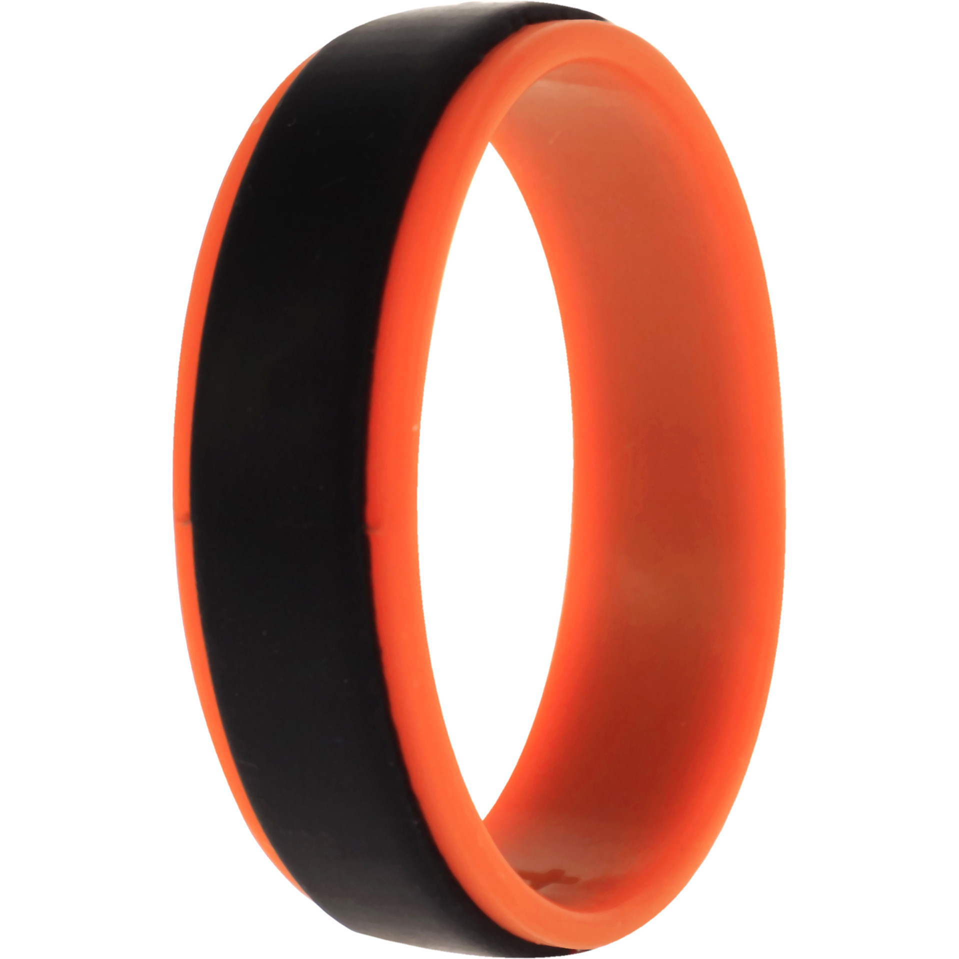 Silicone Wedding Step Ring - Orange-Black by ROQ for Men - 14 mm Ring