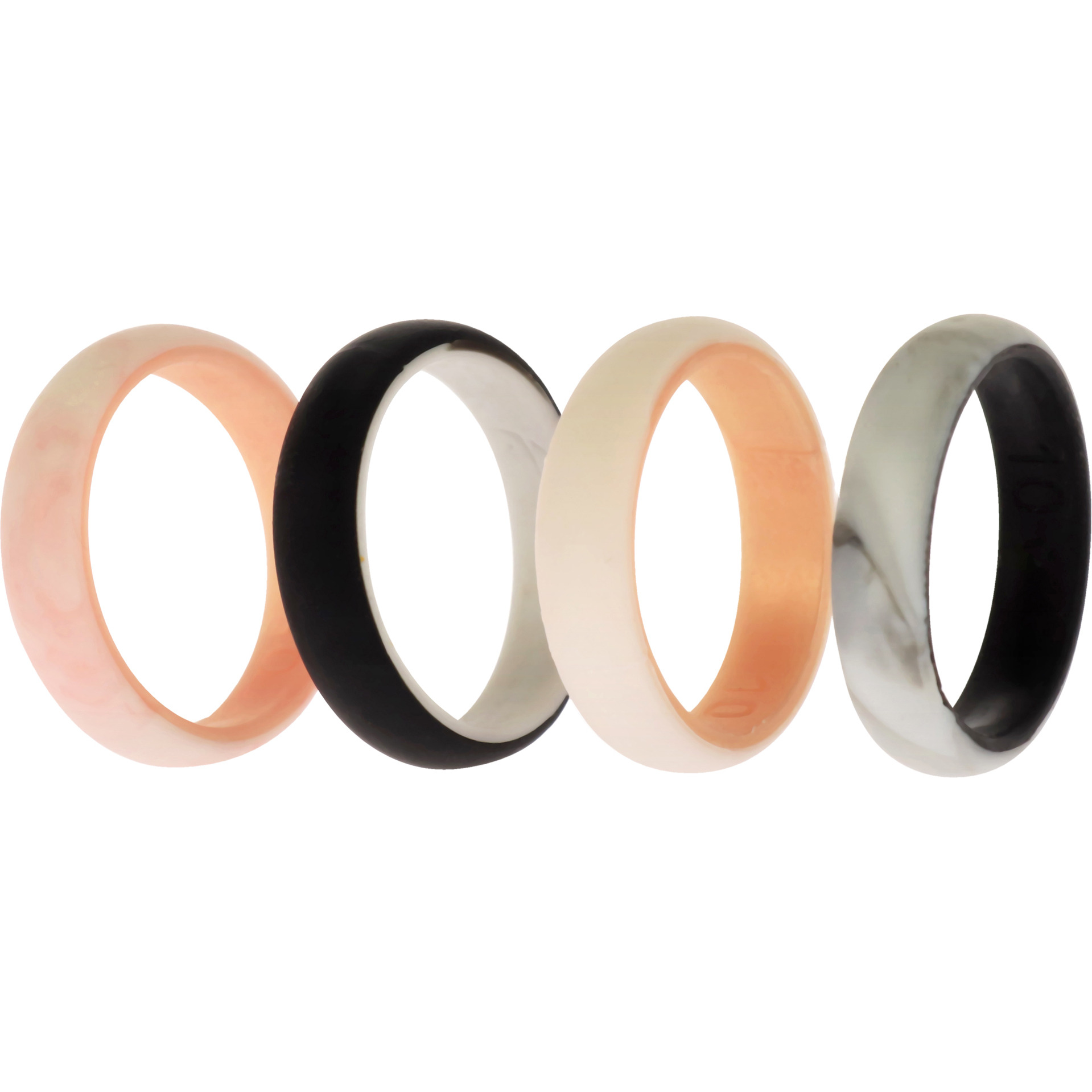 Silicone Wedding 2Layer Ring Set - Rose-Marble by ROQ for Women - 4 x 10 mm Ring