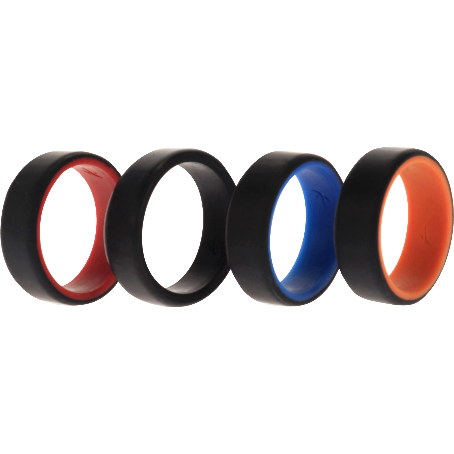 Silicone Wedding 2Layer Beveled 8mm Ring Set - Black by ROQ for Men - 4 x 11 mm Ring