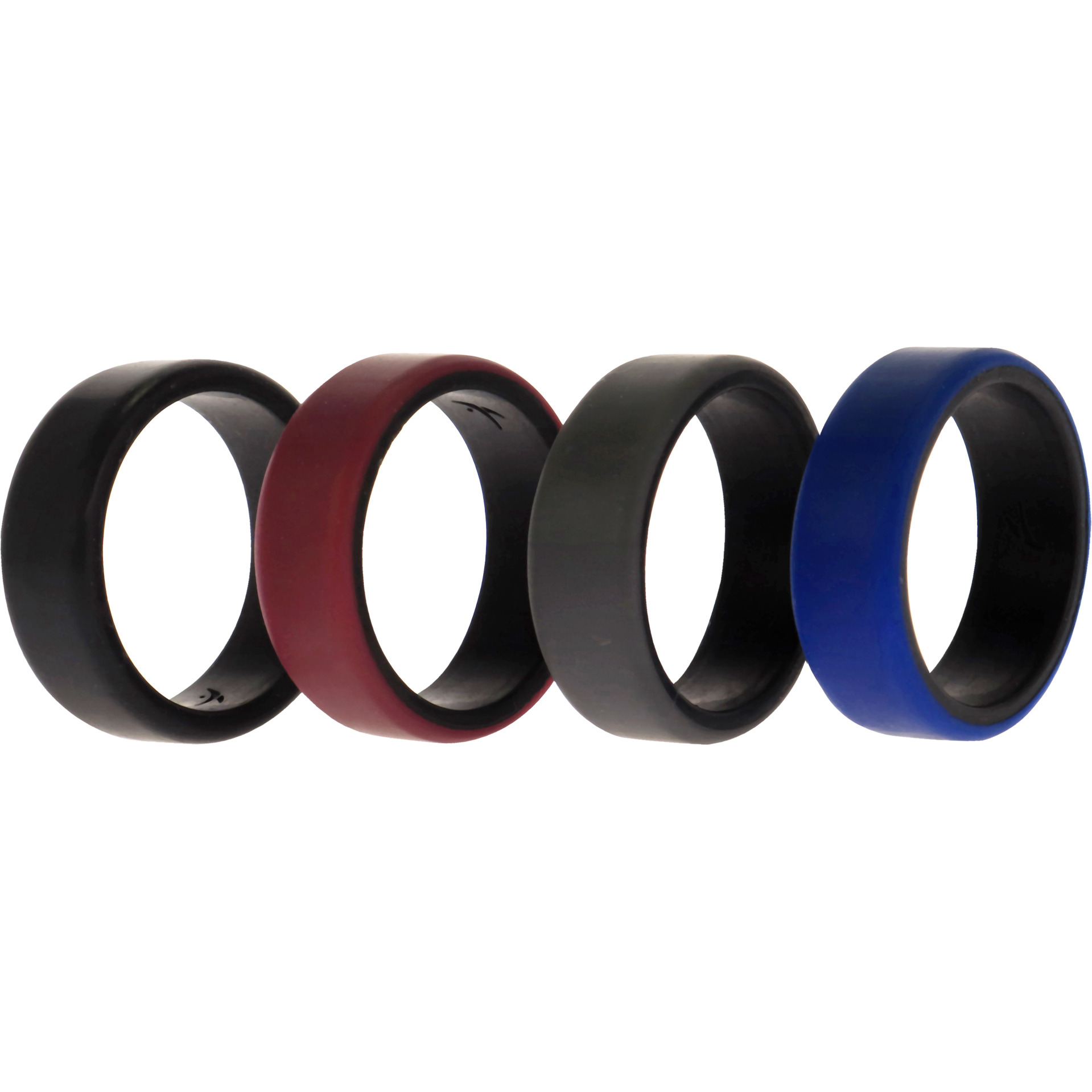 Silicone Wedding 2Layer Beveled 8mm Ring Set - Bordeaux by ROQ for Men - 4 x 11 mm Ring