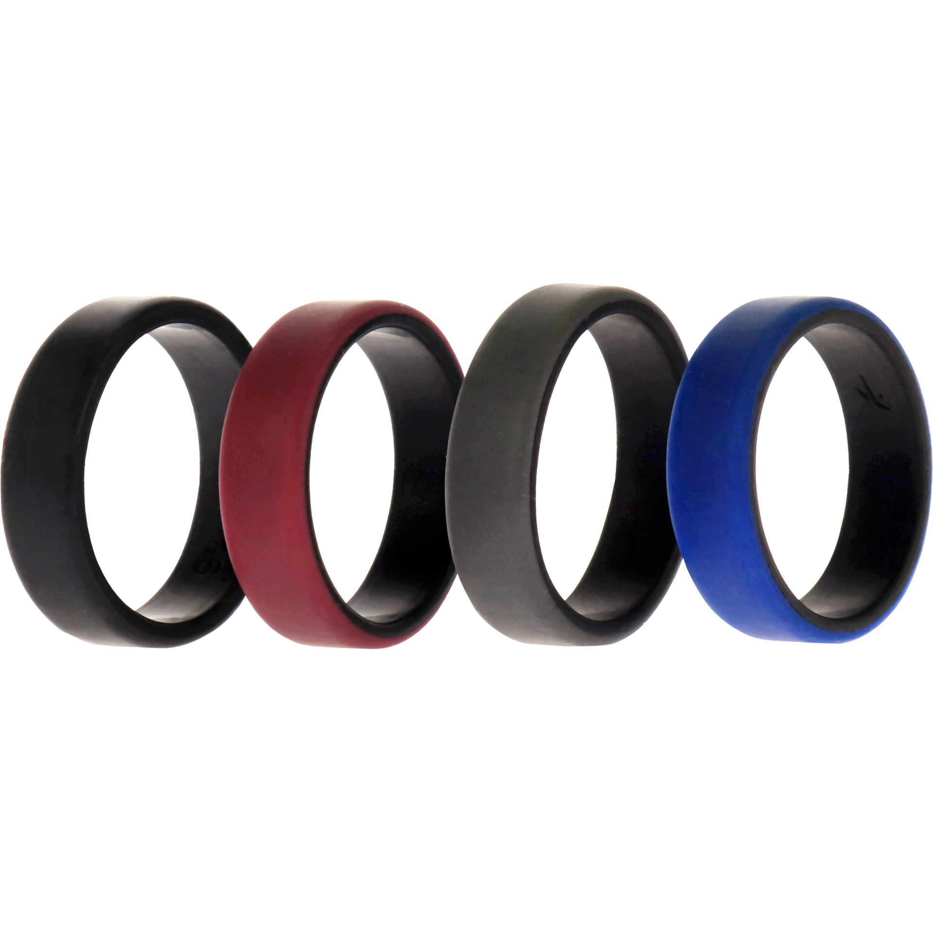 Silicone Wedding 2Layer Beveled 8mm Ring Set - Bordeaux by ROQ for Men - 4 x 16 mm Ring
