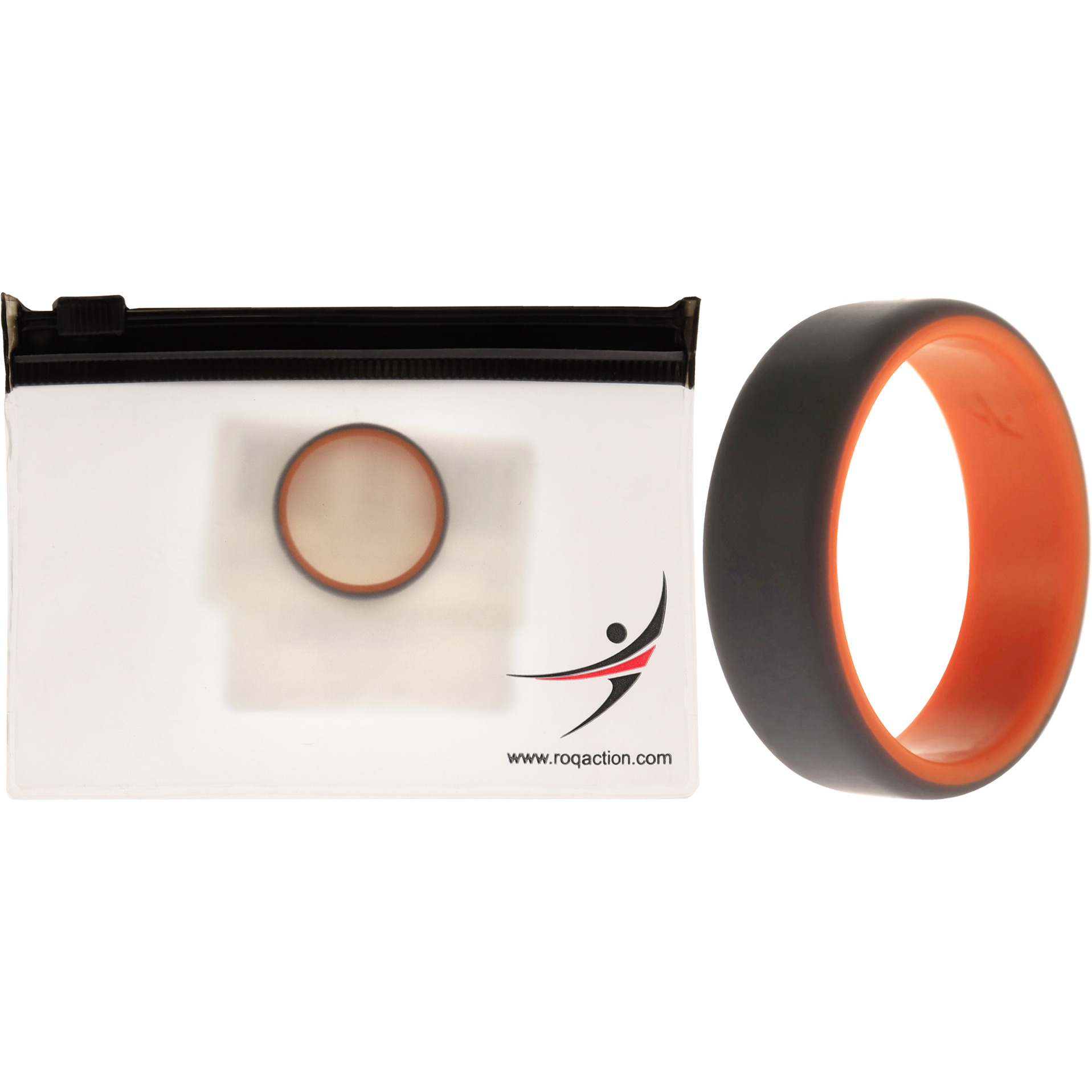 Silicone Wedding 2Layer Beveled 8mm Ring - Orange-Grey by ROQ for Men - 13 mm Ring