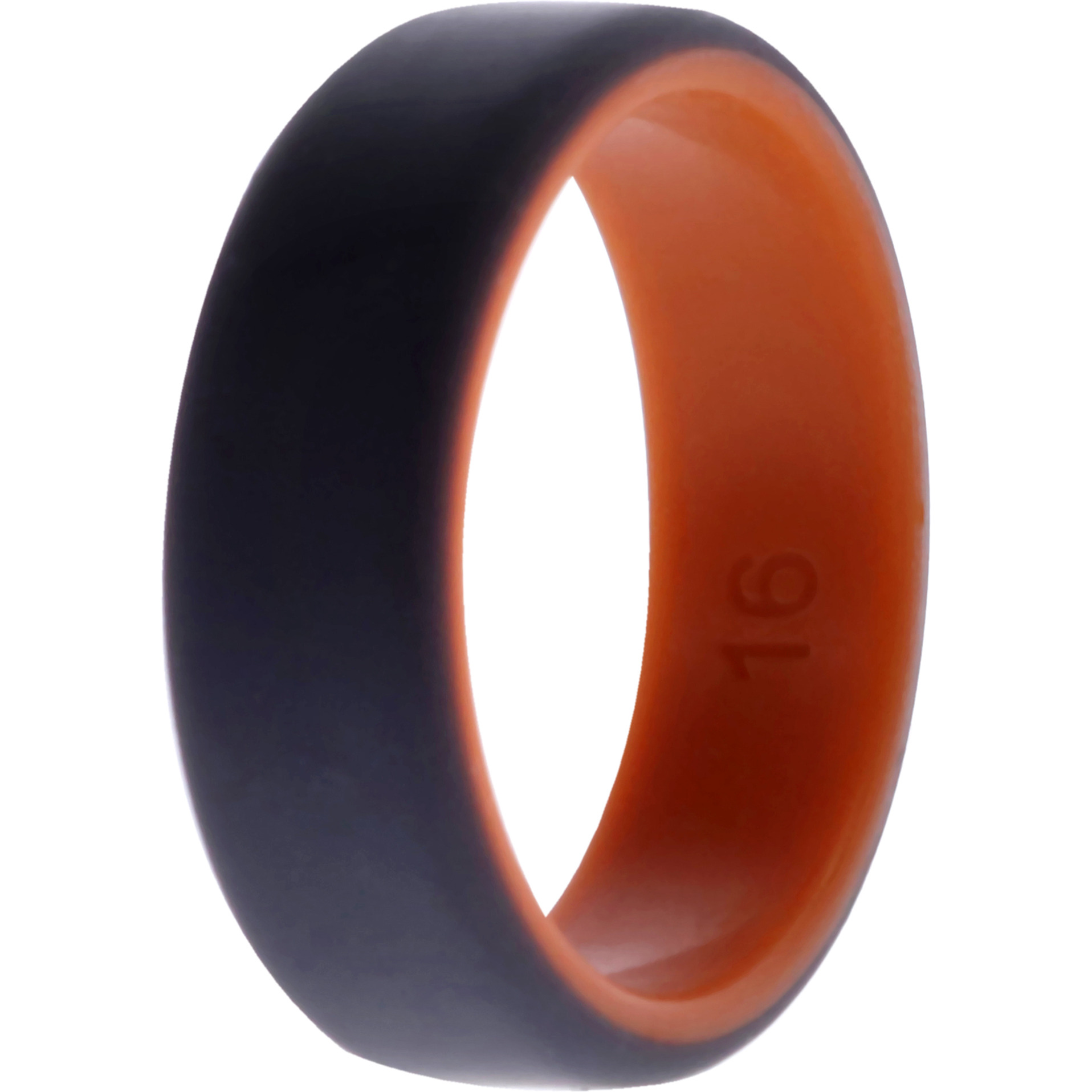 Silicone Wedding 2Layer Beveled 8mm Ring - Orange-Grey by ROQ for Men - 16 mm Ring