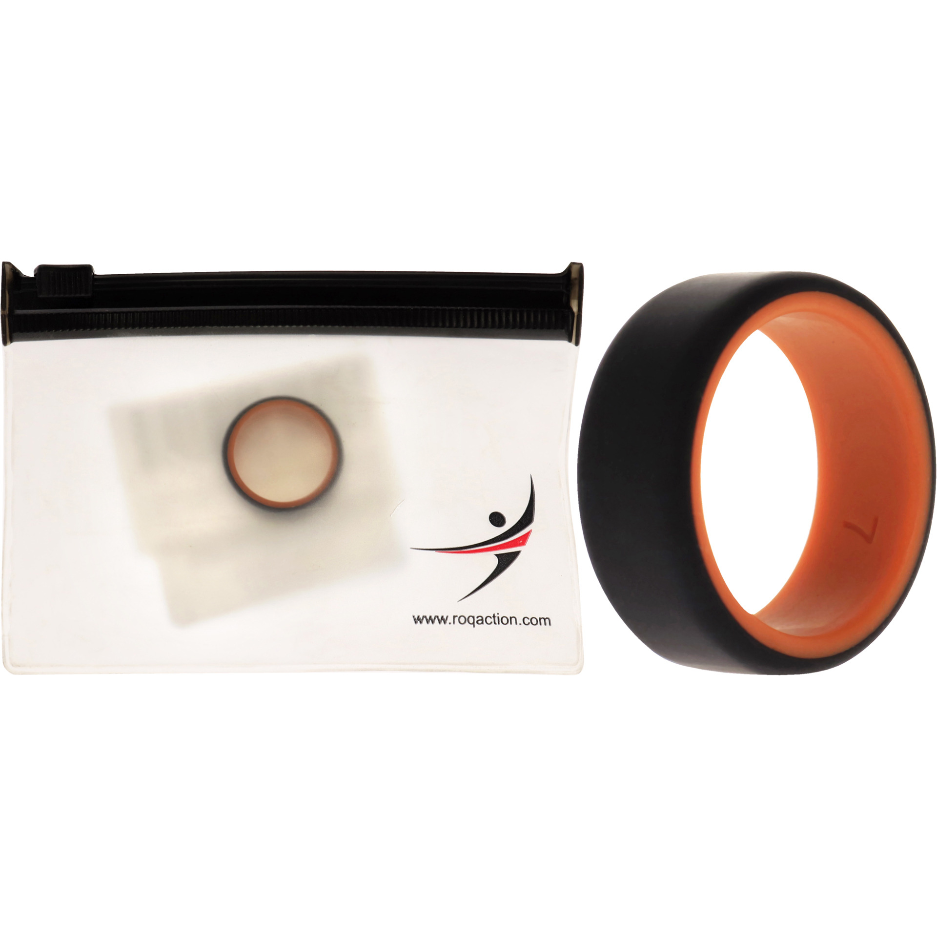 Silicone Wedding 2Layer Beveled 8mm Ring - Orange-Black by ROQ for Men - 7 mm Ring