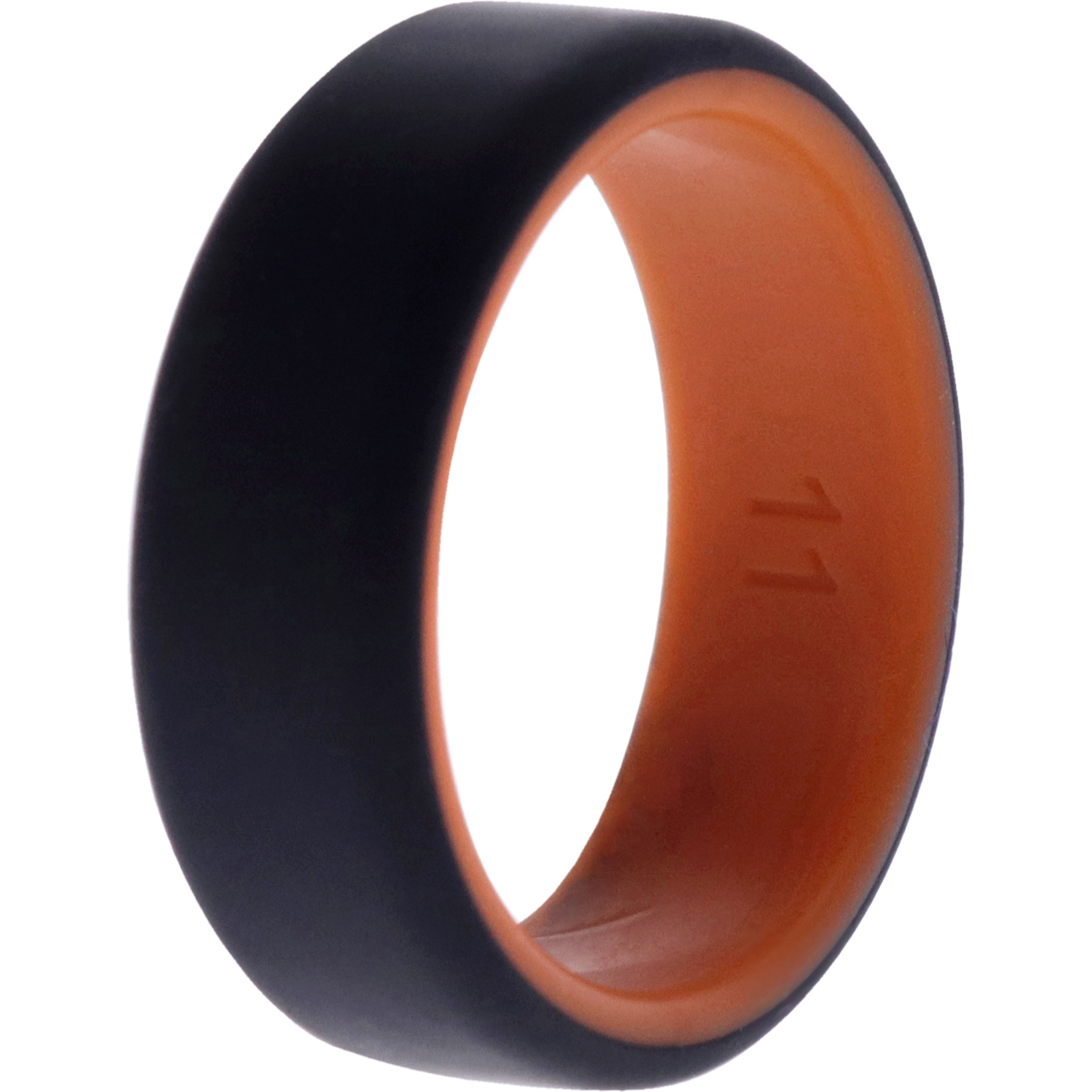 Silicone Wedding 2Layer Beveled 8mm Ring - Orange-Black by ROQ for Men - 11 mm Ring