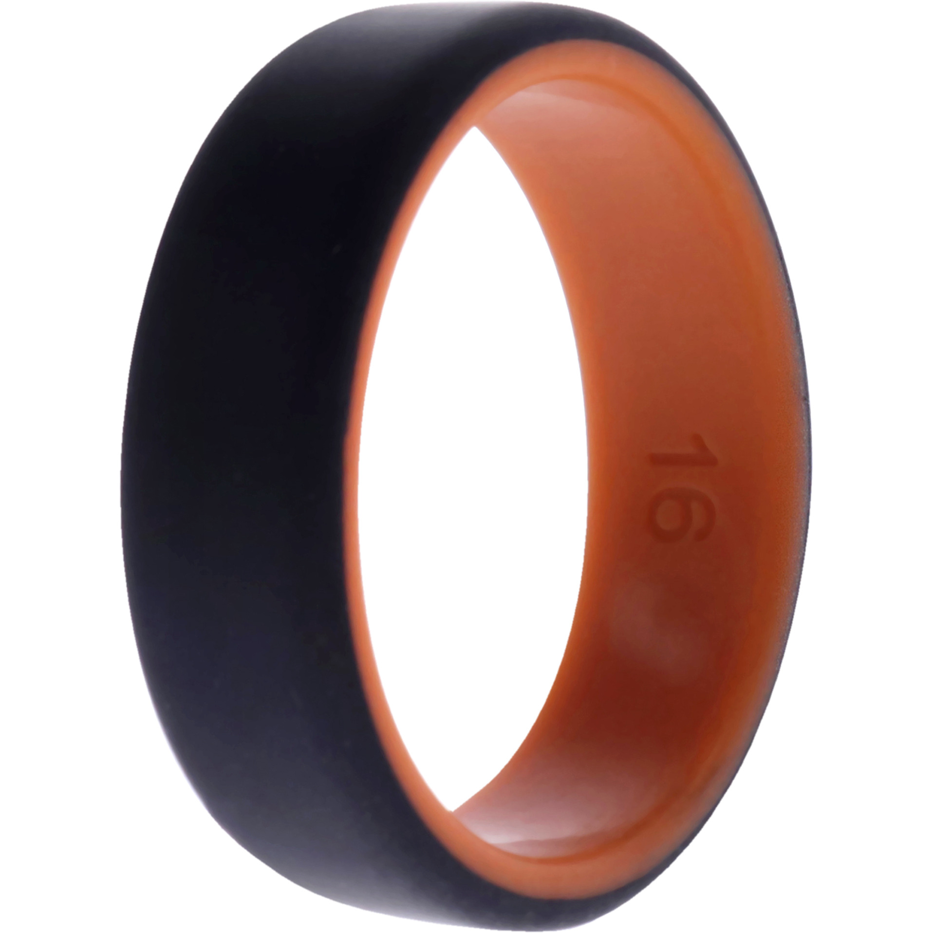 Silicone Wedding 2Layer Beveled 8mm Ring - Orange-Black by ROQ for Men - 16 mm Ring
