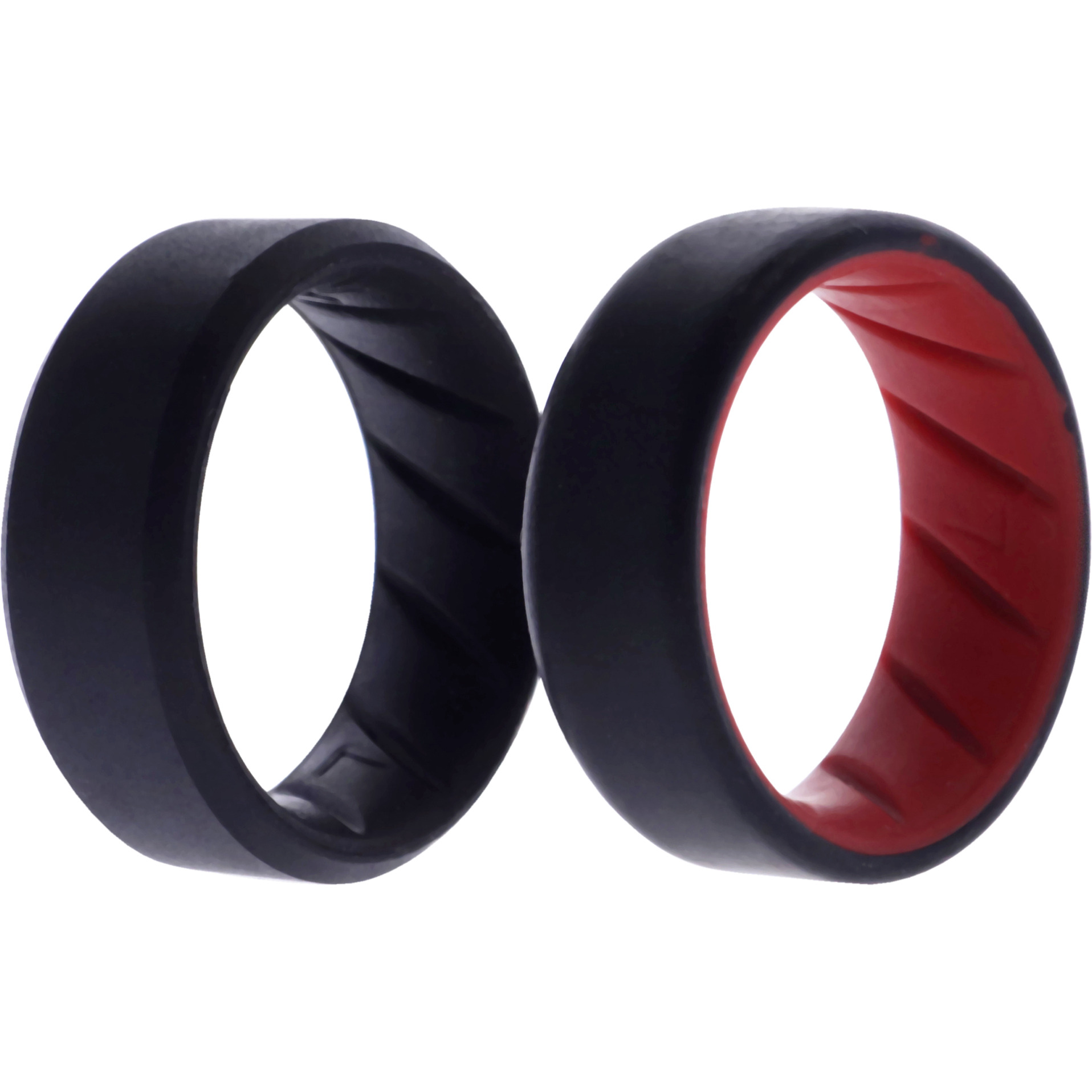 Silicone Wedding BR 8mm Edge Ring Set - Black-Red by ROQ for Men - 2 x 7 mm Ring