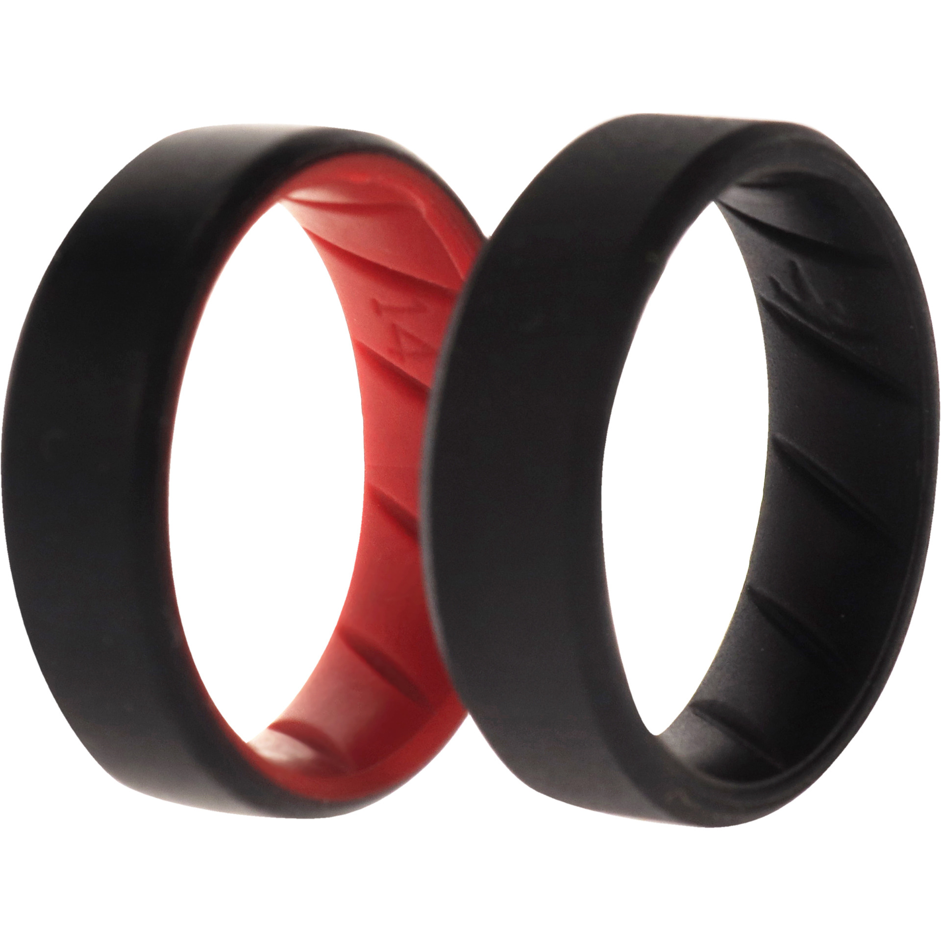 Silicone Wedding BR 8mm Edge Ring Set - Black-Red by ROQ for Men - 2 x 14 mm Ring