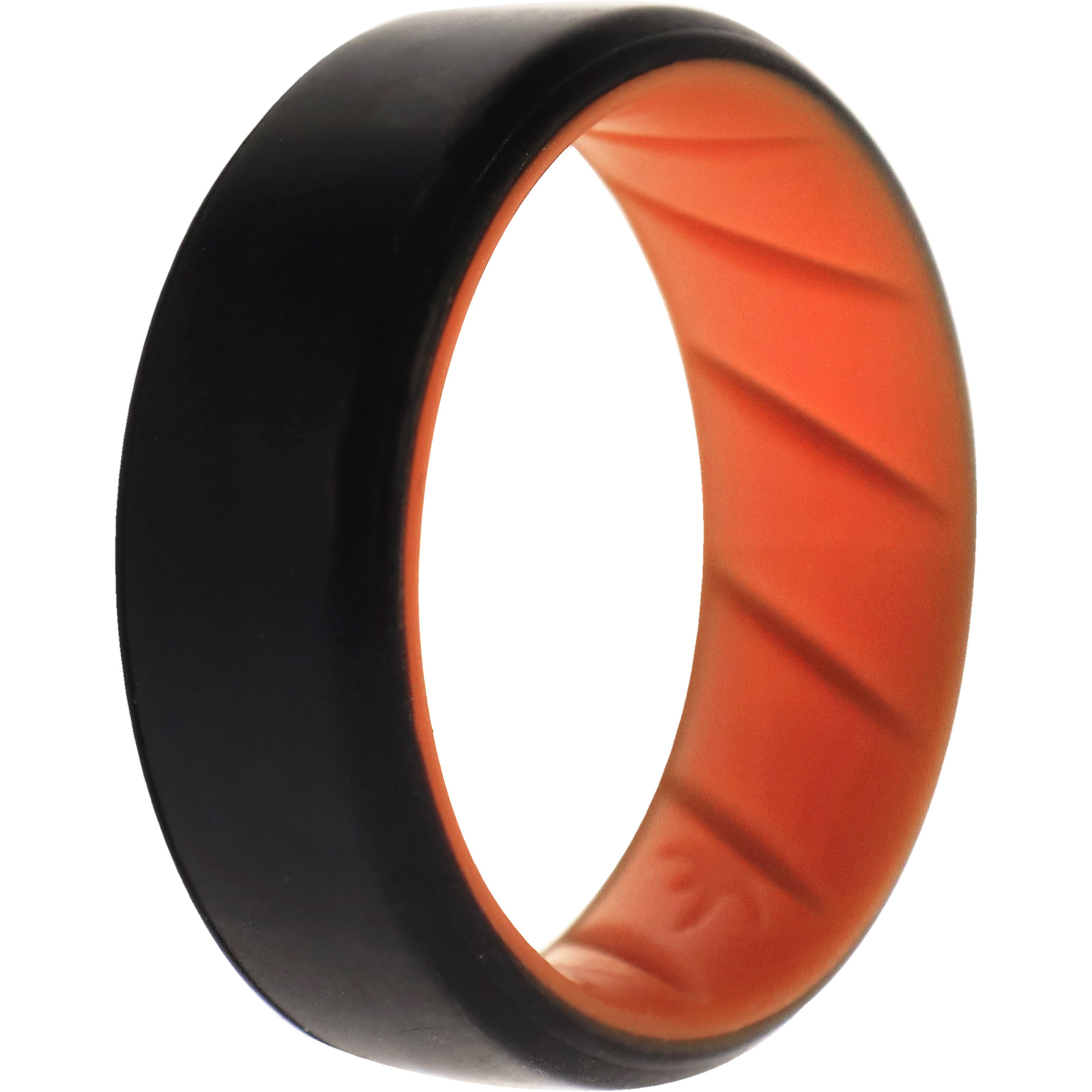 Silicone Wedding BR 8mm Edge Ring - Orange-Black by ROQ for Men - 9 mm Ring