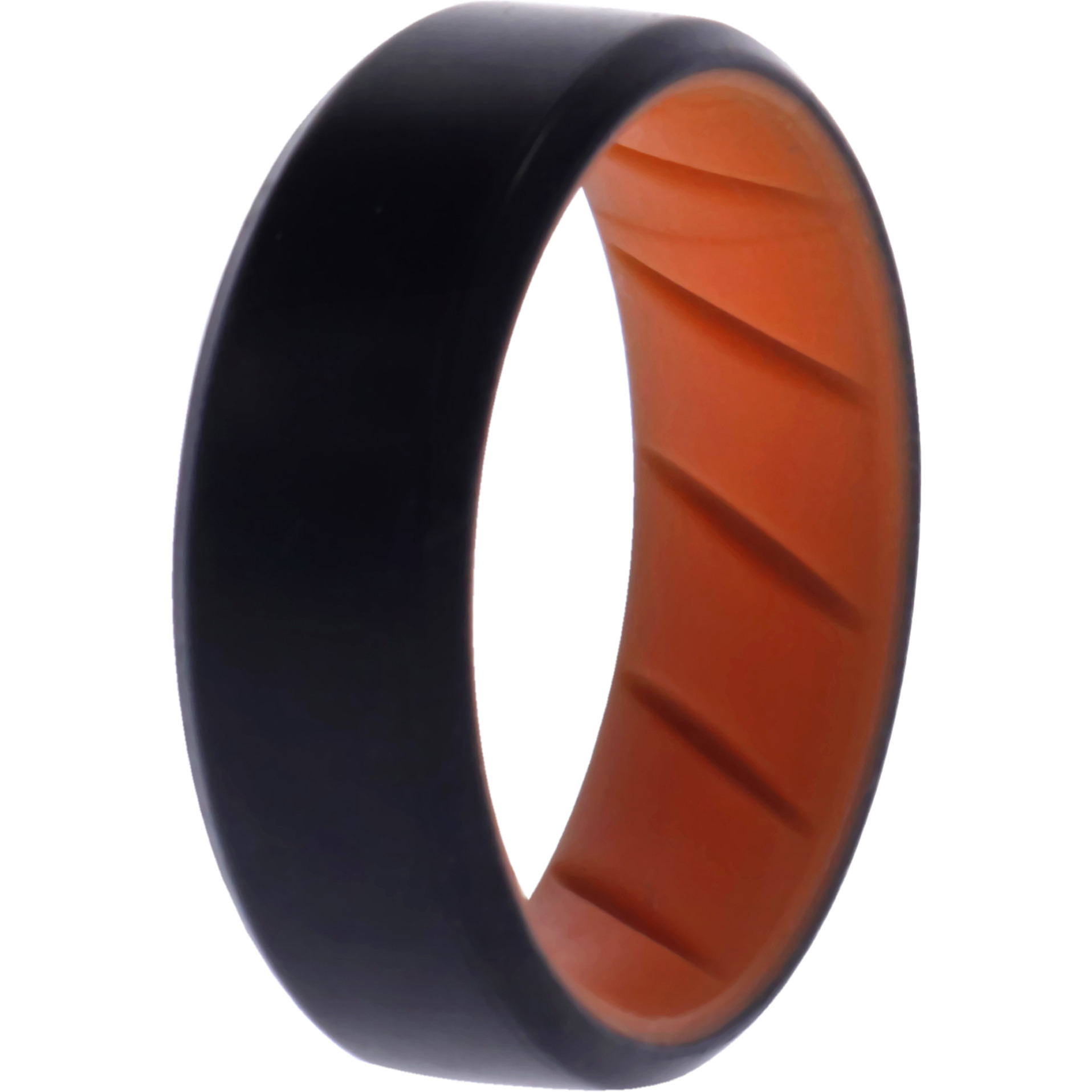 Silicone Wedding BR 8mm Edge Ring - Orange-Black by ROQ for Men - 11 mm Ring