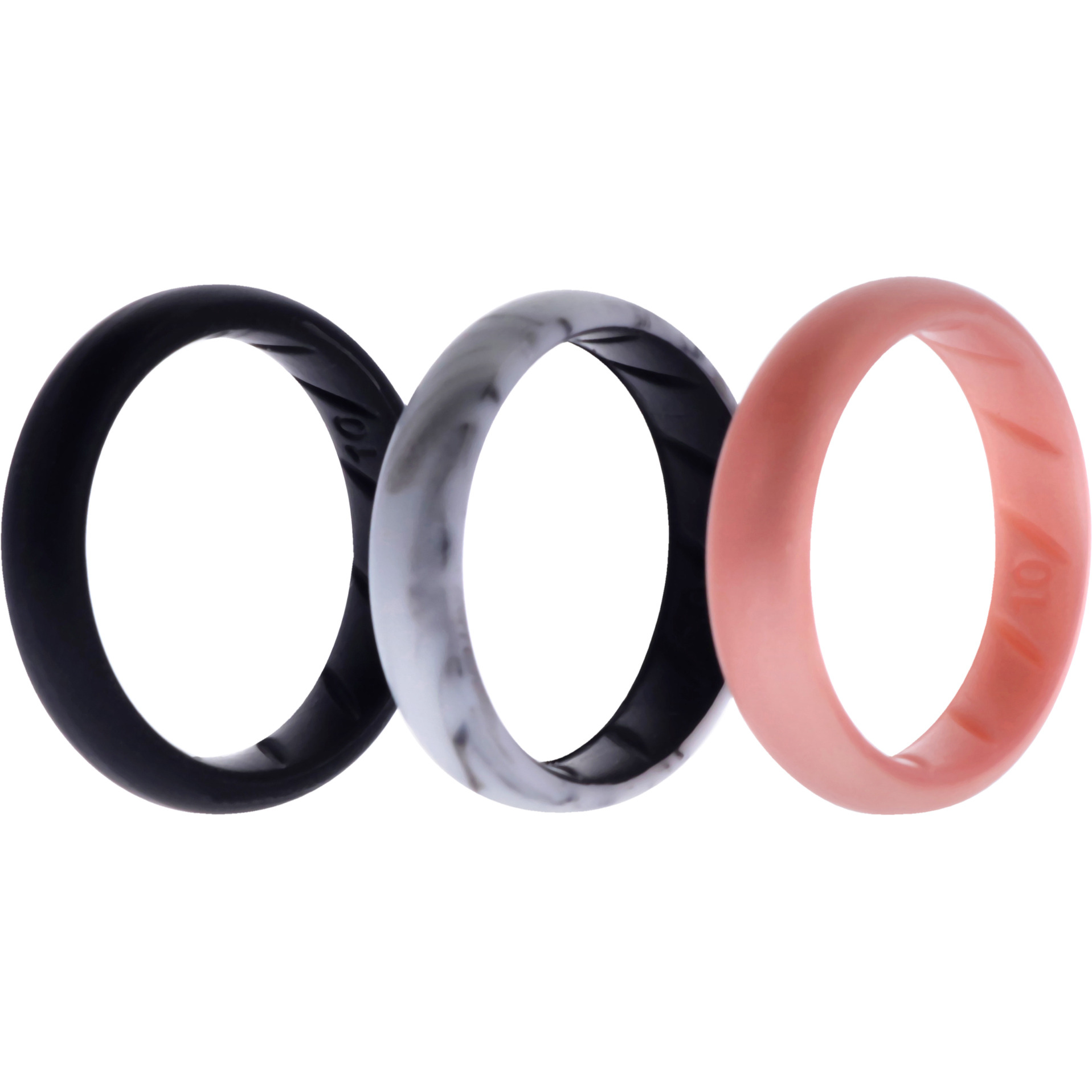 Silicone Wedding BR Solid Ring Set - Marble by ROQ for Women - 3 x 10 mm Ring