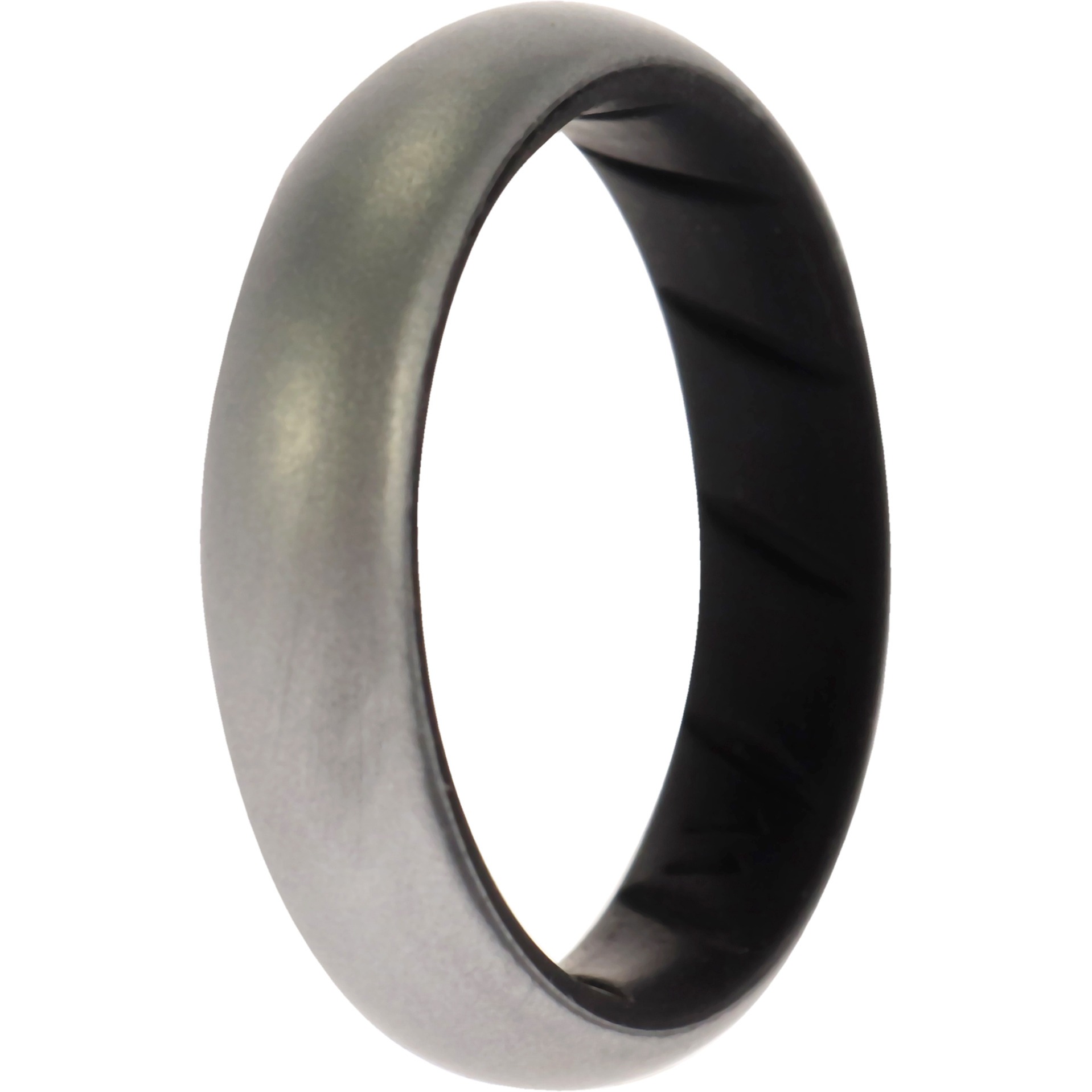 Silicone Wedding BR Solid Ring - Black-Silver by ROQ for Women - 11 mm Ring