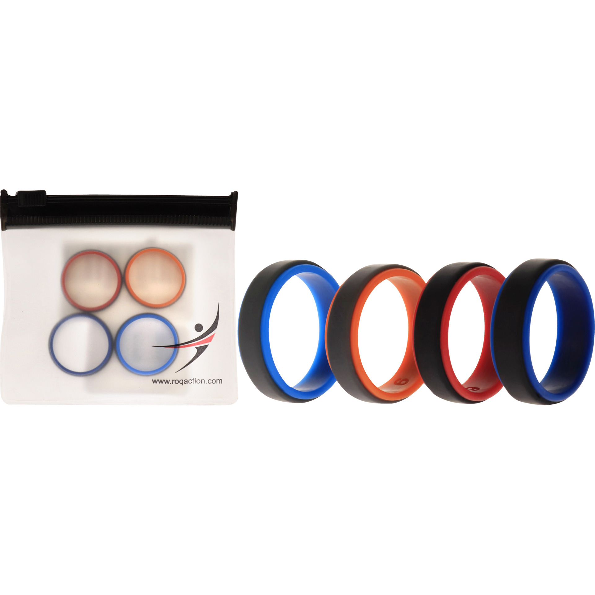 Silicone Wedding 2Layer Step Ring Set - Grey-Black by ROQ for Men - 4 x 9 mm Ring