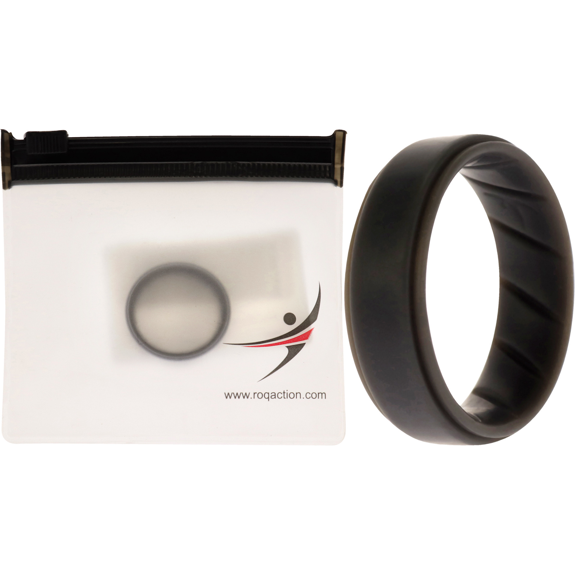 Silicone Wedding BR Step Ring Set - Basic-Grey by ROQ for Men - 10 mm Ring