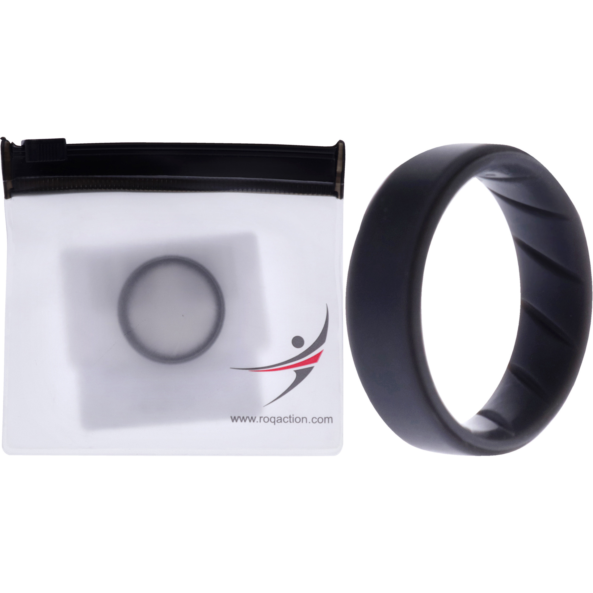 Silicone Wedding BR Step Ring Set - Basic-Grey by ROQ for Men - 12 mm Ring