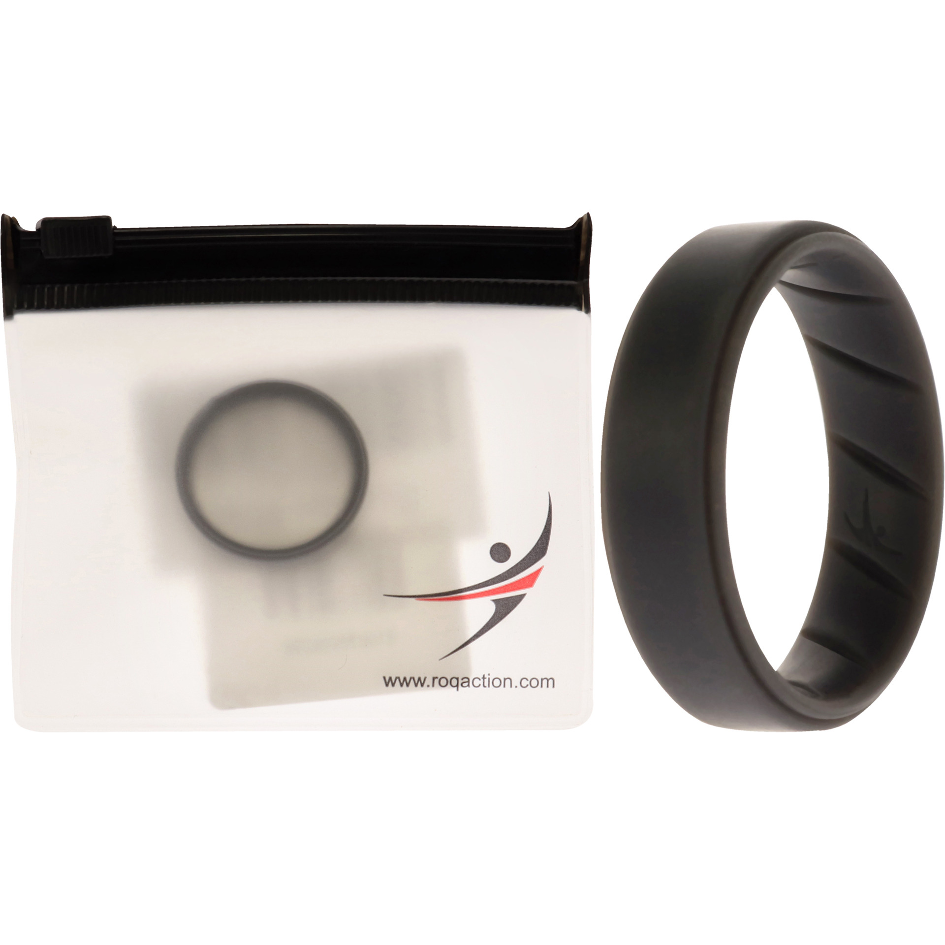 Silicone Wedding BR Step Ring Set - Basic-Grey by ROQ for Men - 14 mm Ring