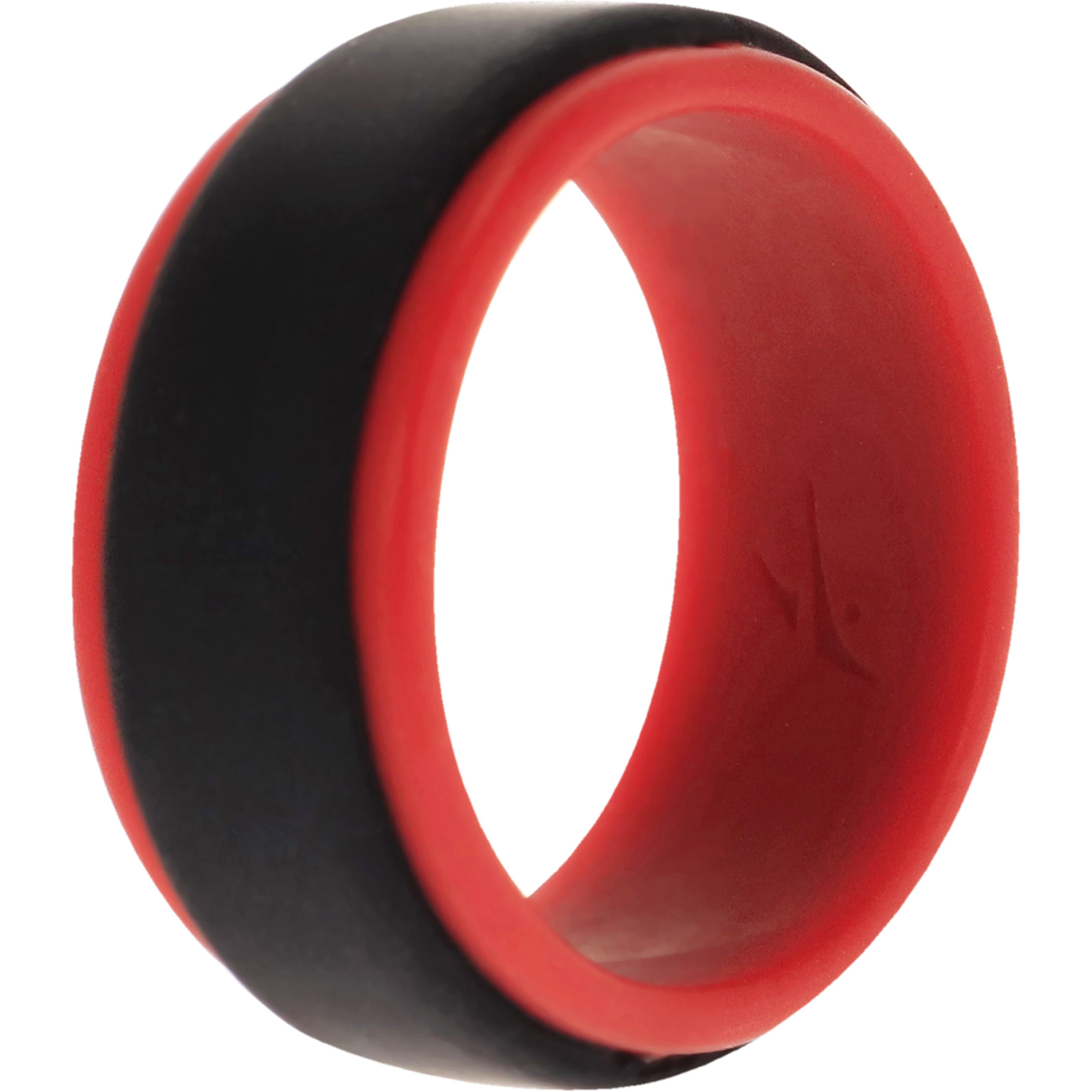 Silicone Wedding 2Layer Step Ring - Red-Black by ROQ for Men - 7 mm Ring