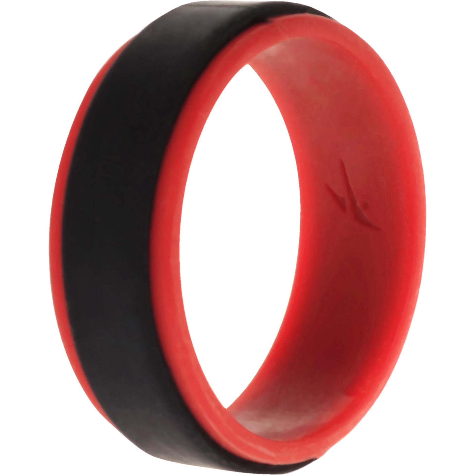 Silicone Wedding 2Layer Step Ring - Red-Black by ROQ for Men - 12 mm Ring