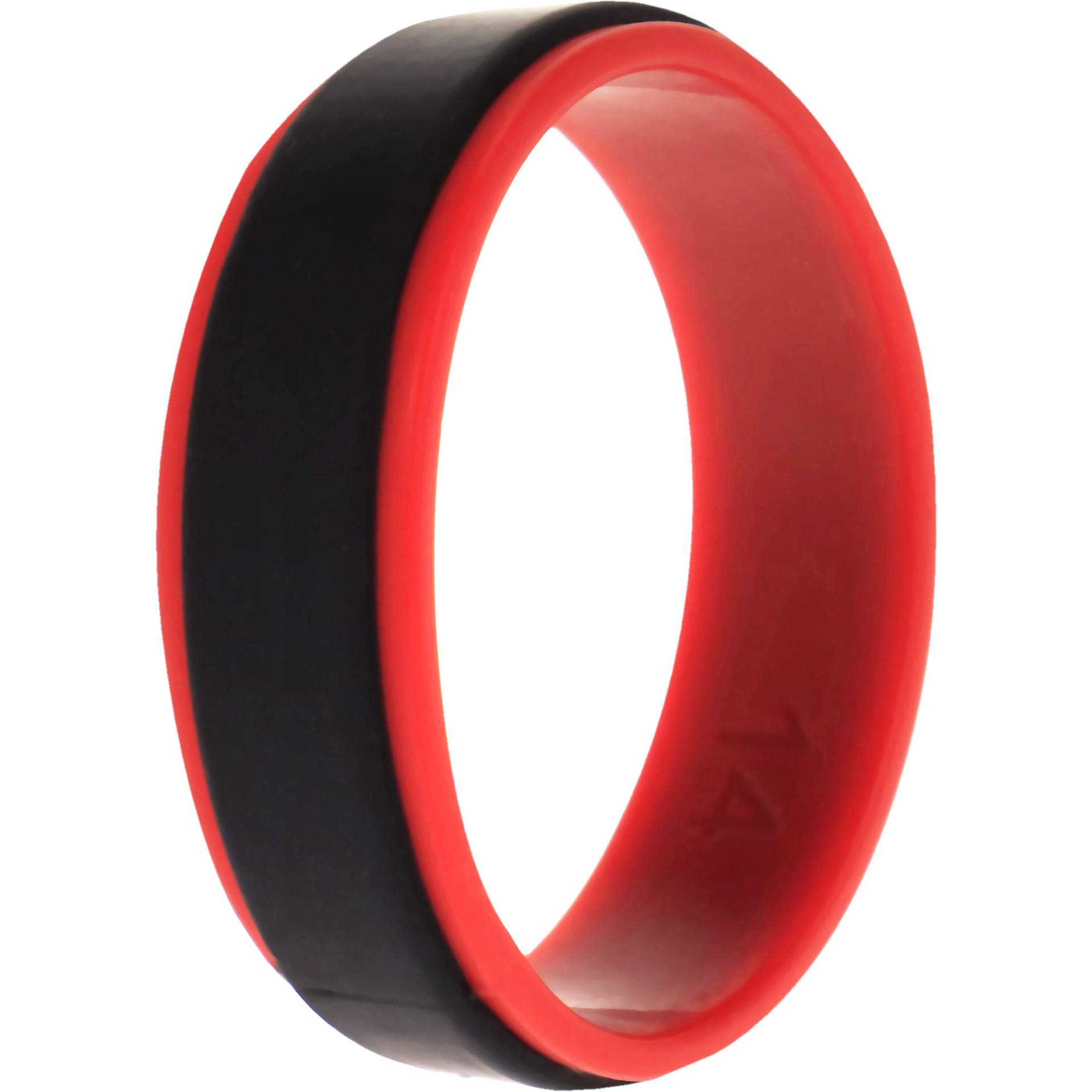 Silicone Wedding 2Layer Step Ring - Red-Black by ROQ for Men - 14 mm Ring