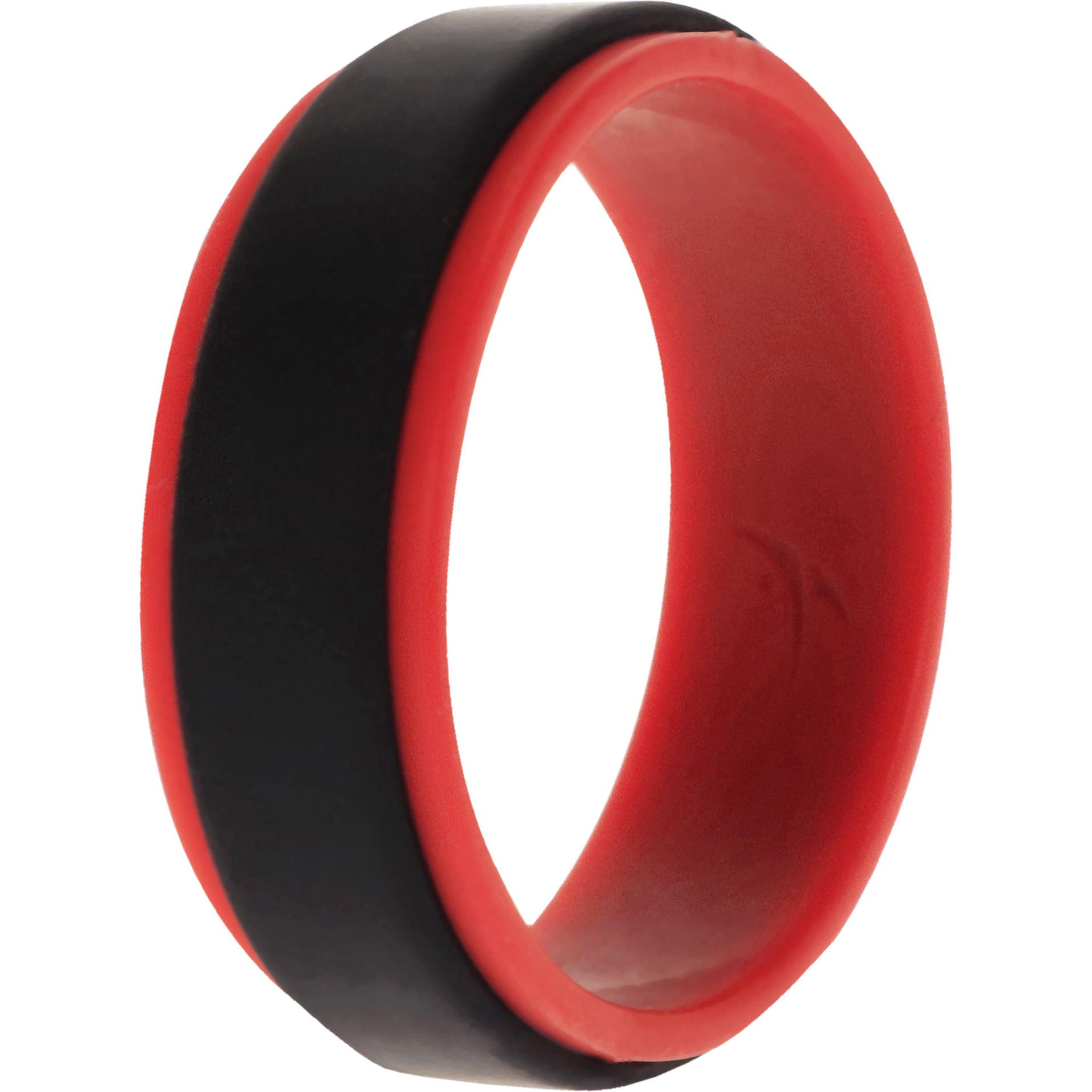 Silicone Wedding 2Layer Step Ring - Red-Black by ROQ for Men - 15 mm Ring