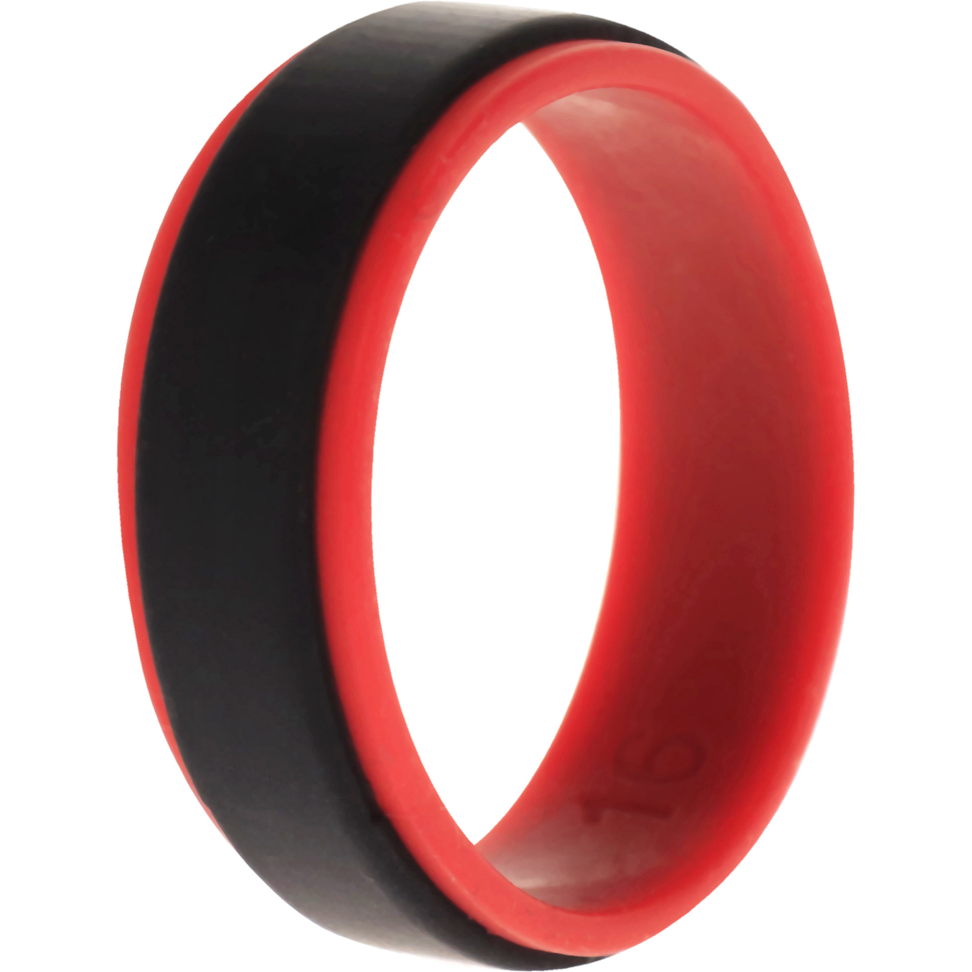 Silicone Wedding 2Layer Step Ring - Red-Black by ROQ for Men - 16 mm Ring