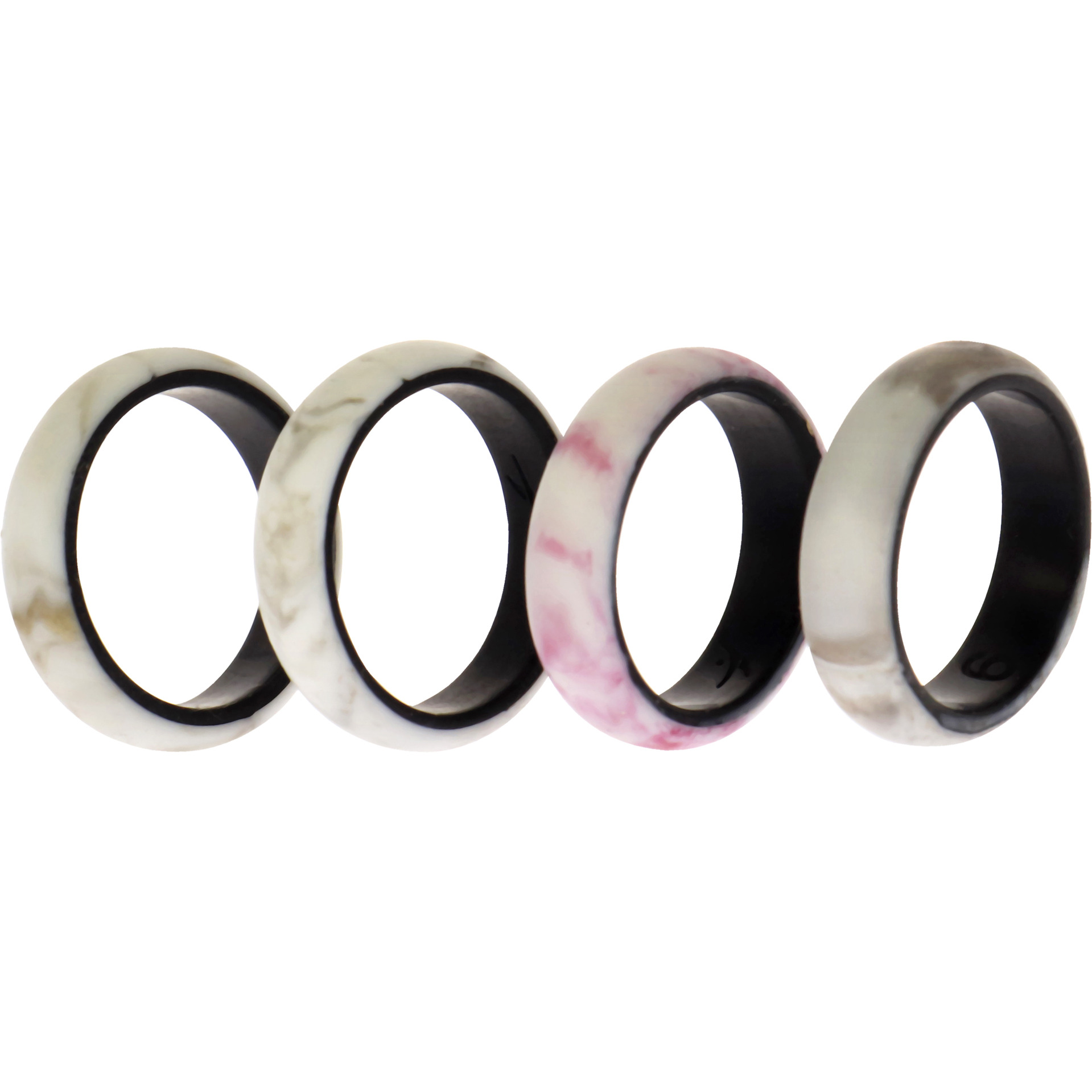 Silicone Wedding 2Layer Ring Set - Bordo-Marble by ROQ for Women - 4 x 6 mm Ring