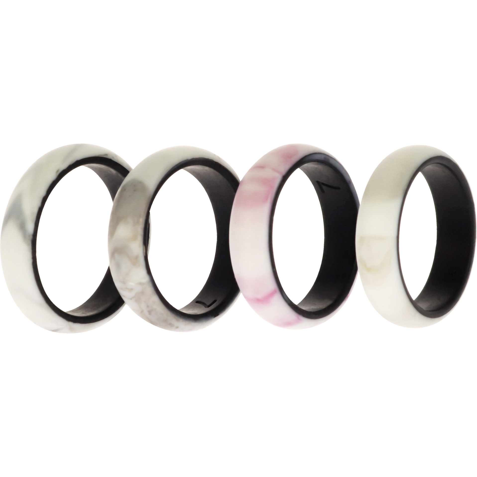 Silicone Wedding 2Layer Ring Set - Bordo-Marble by ROQ for Women - 4 x 7 mm Ring